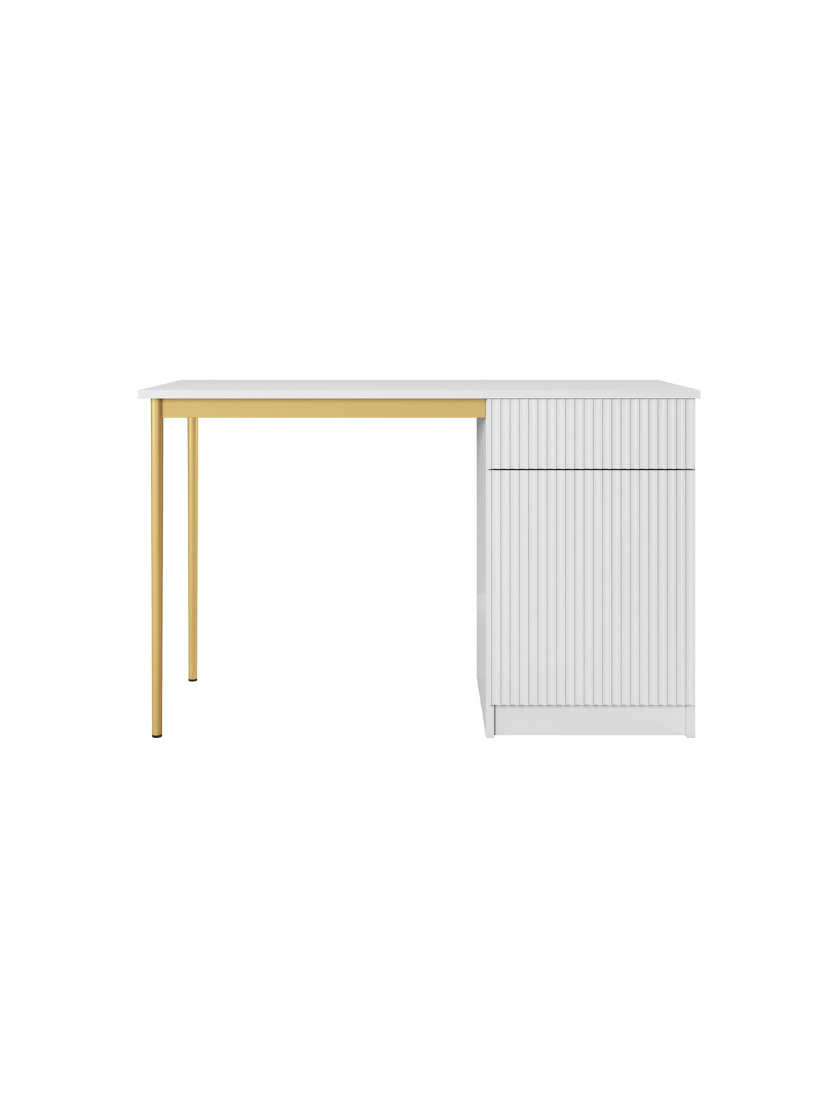 Písací stôl Nicole 120 cm z szuflada - biely mat / zlote nozki