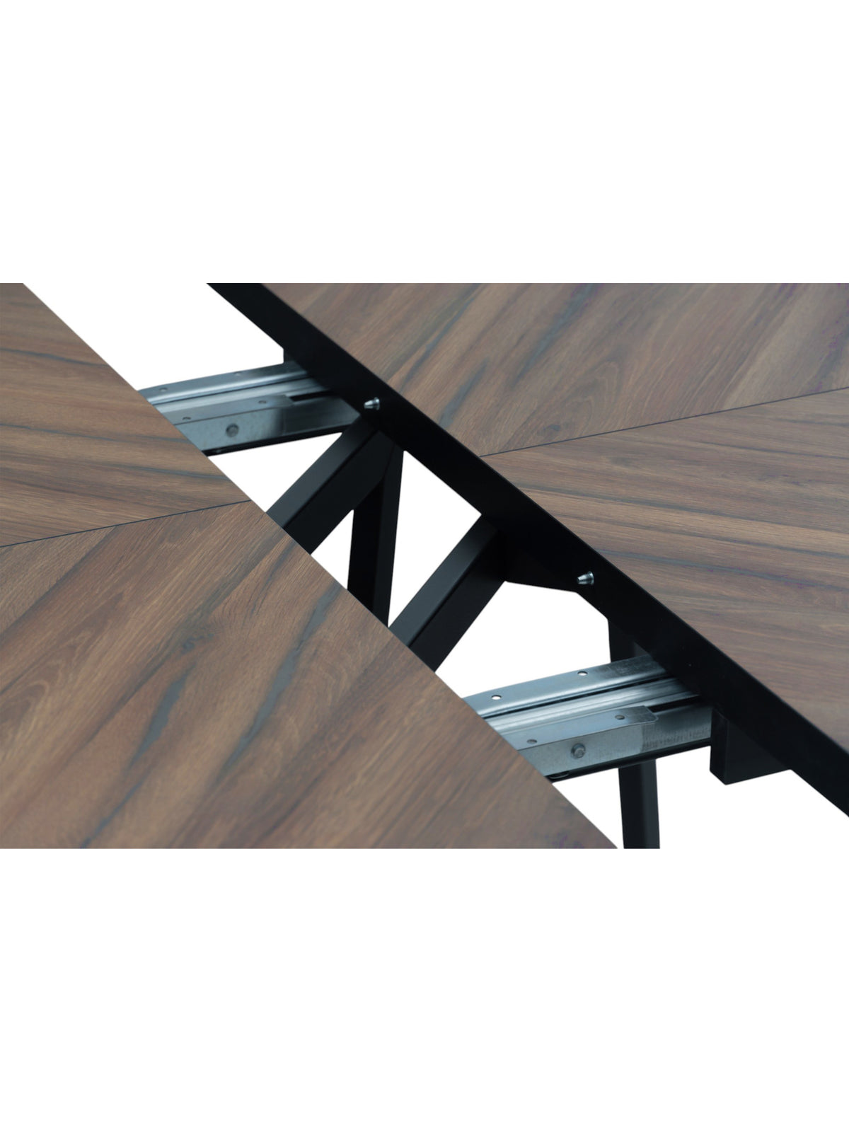 Rozkladací okrúhly stôl Cedrus Rozeta 105/160 cm čierny rám dub estana