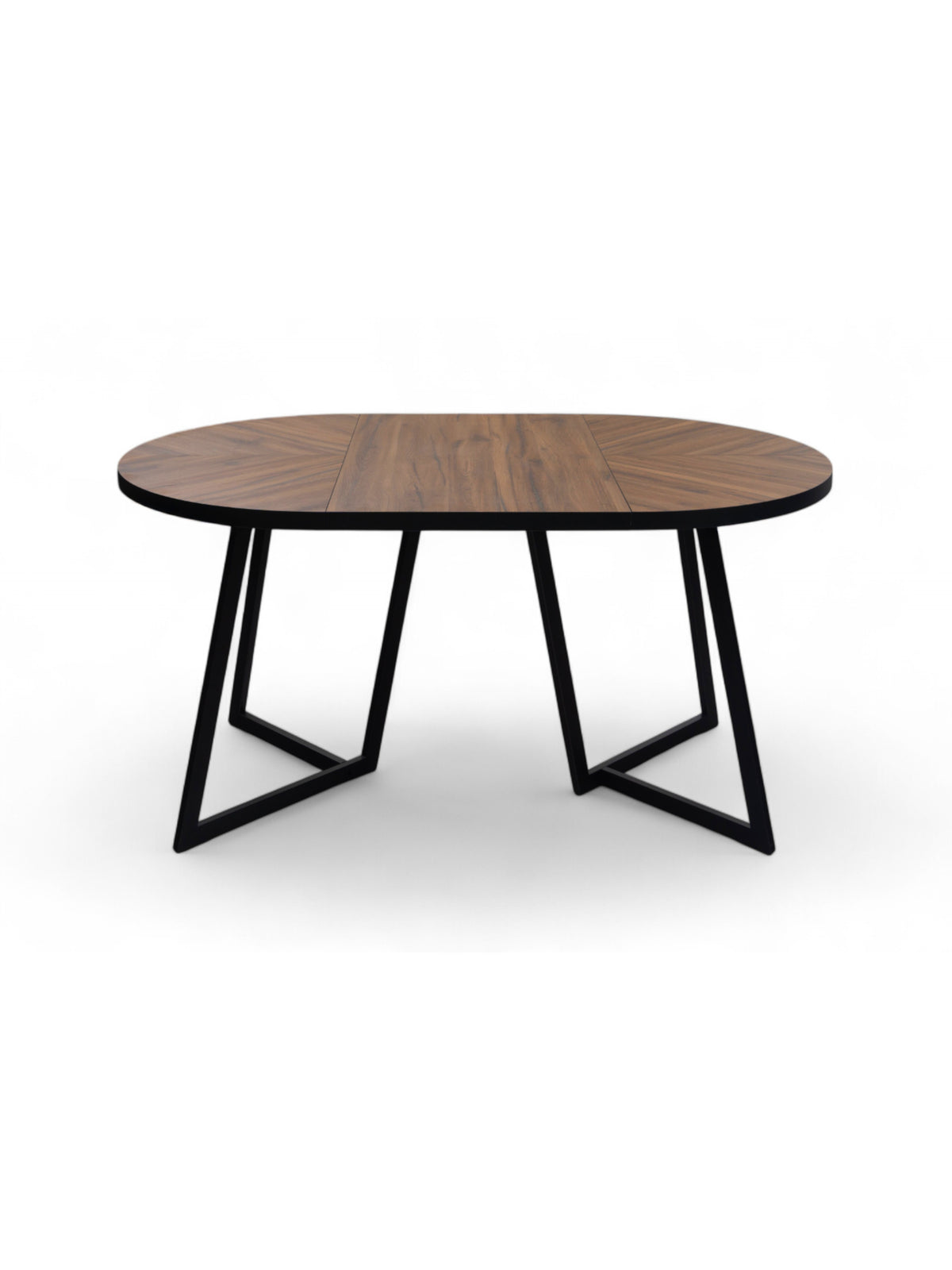 Rozkladací okrúhly stôl Cedrus Rozeta 105/160 cm dubový vrch s čiernym kovovým rámom