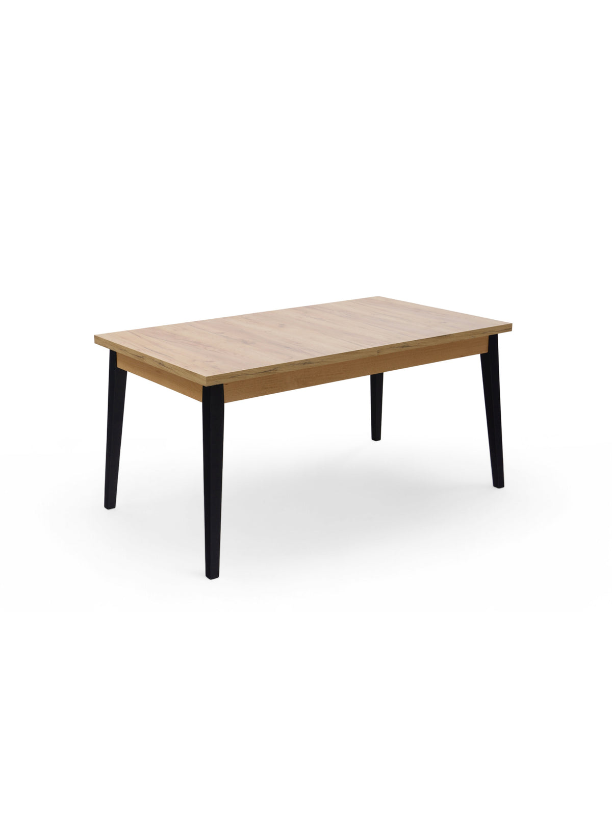 Rozkladací stôl Paris 160-200x90 cm s dubovou doskou a čiernymi nohami, bočný pohľad