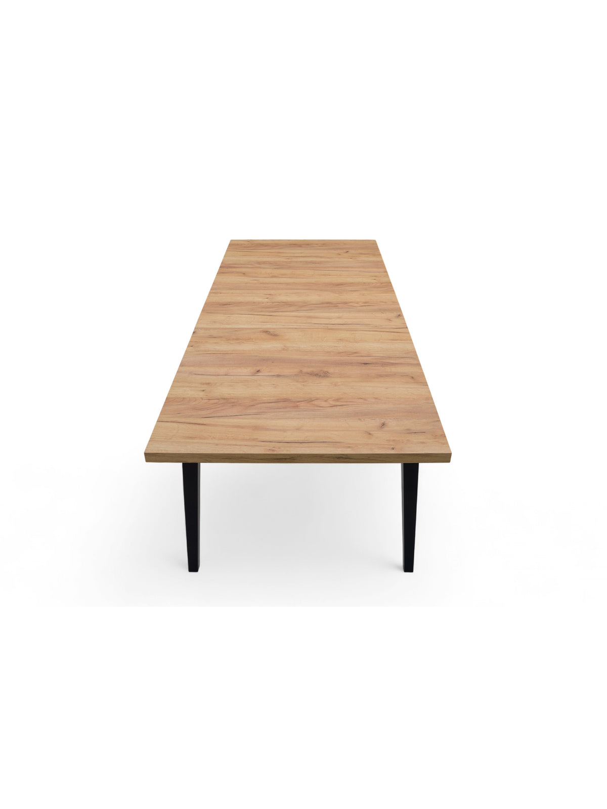 Rozkladací stôl Paris 160-200x90 cm s doskou dub craft a čiernymi nohami, pohľad spredu