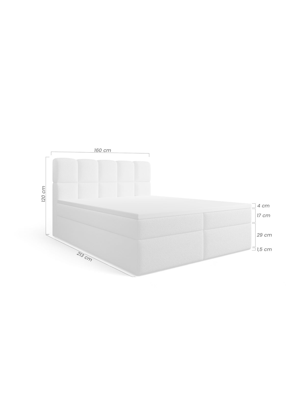 Kontinentálna posteľ Carello 160x200 tmavosivý boucle s topperom 4 cm
