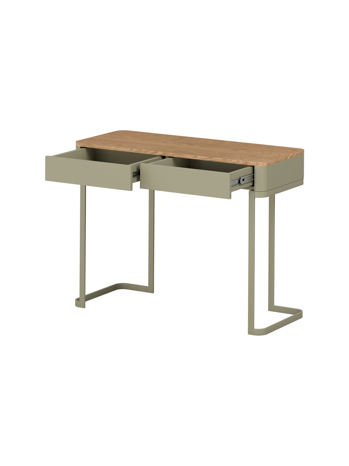 Konzolový Stolík / Toaletný stolík Elivo 110 cm so zásuvkami na stelazu - eukaliptus / Dub baltic dune
