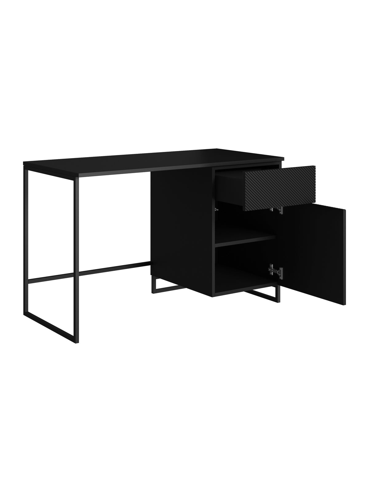 Písací stôl Asha 120 cm z szuflada - Čierny mat / Čierny Rošt