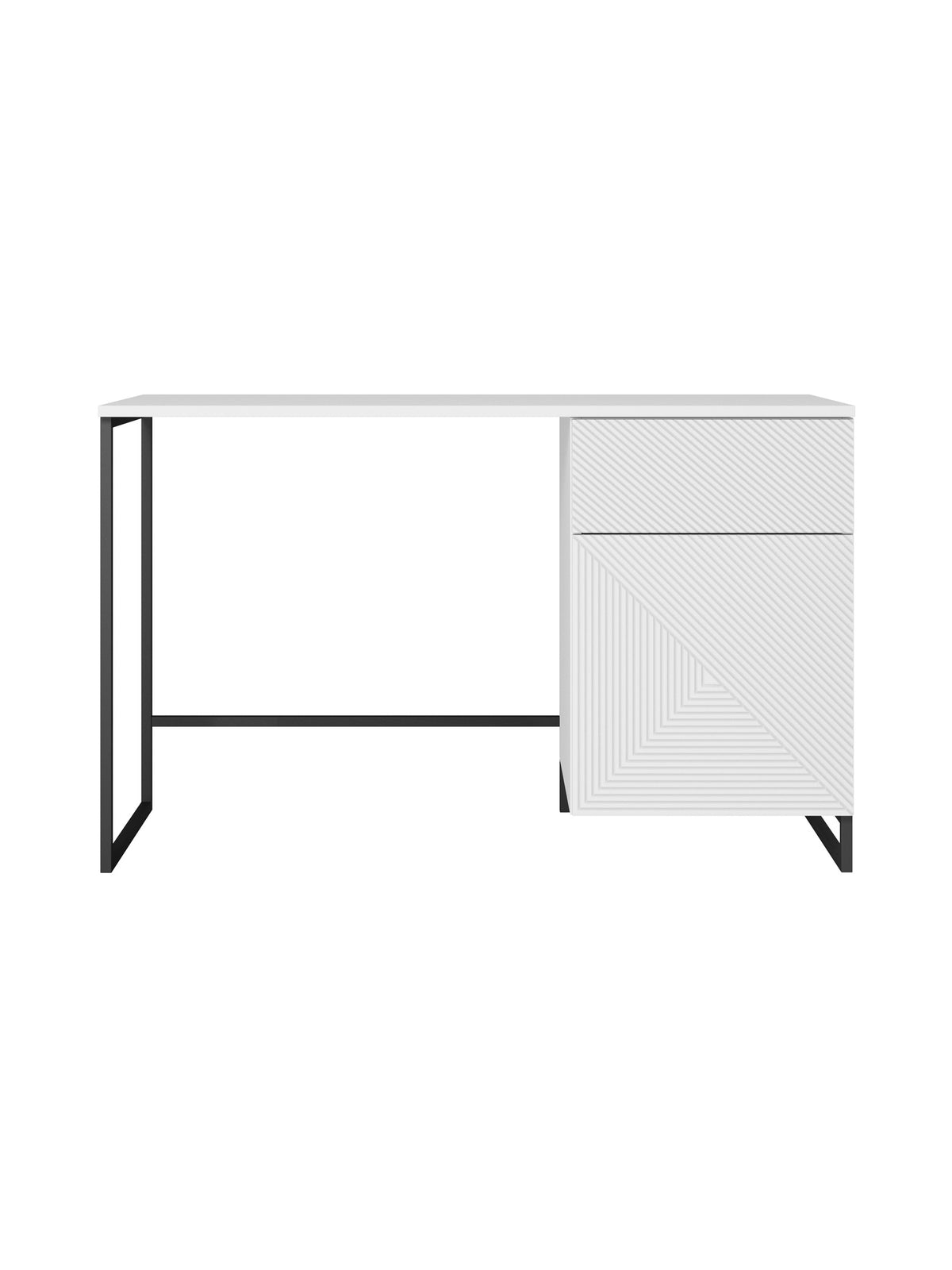 Písací stôl Asha 120 cm z szuflada - biely mat / Čierny Rošt