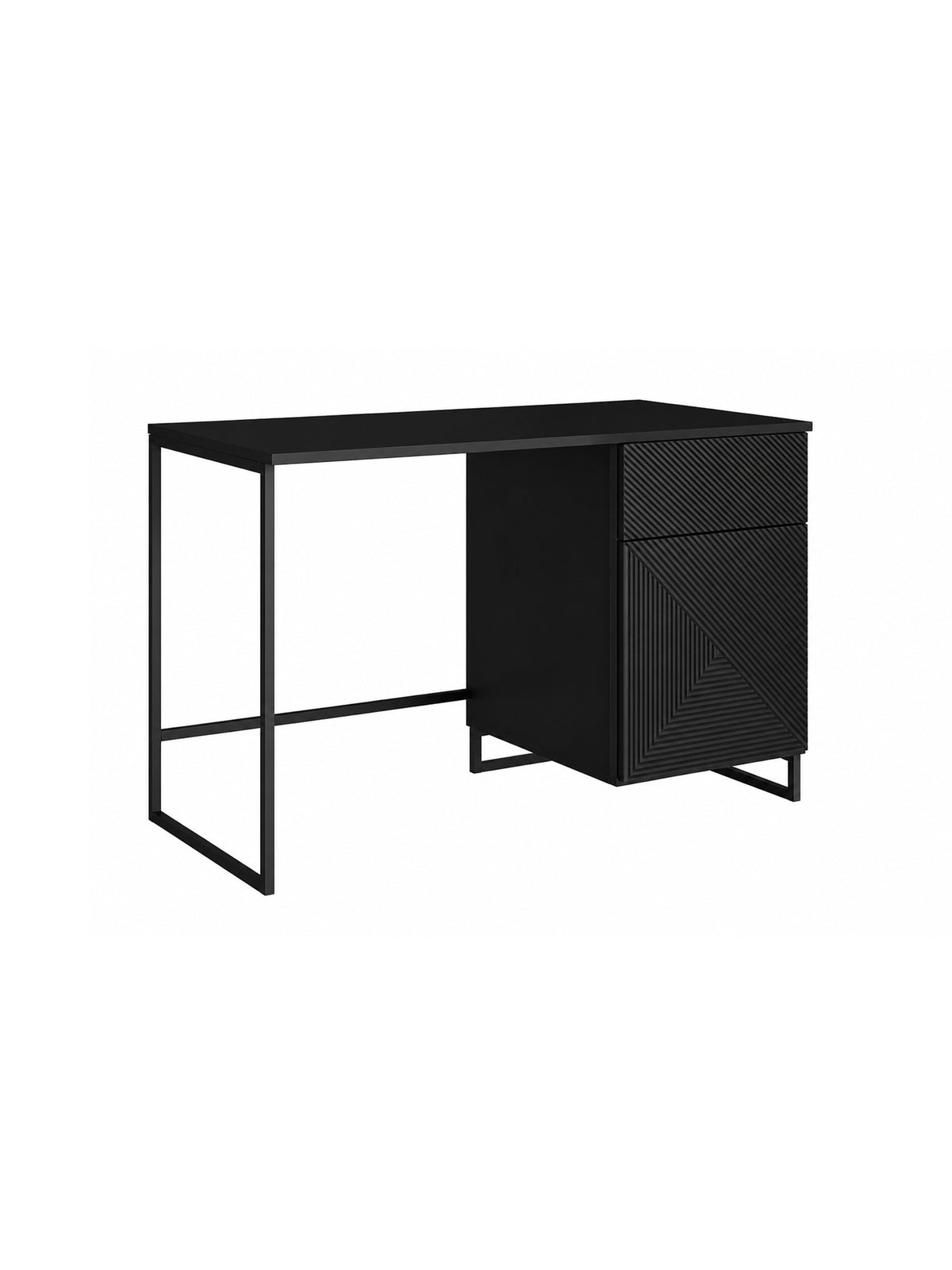 Písací stôl Asha 120 cm z szuflada - Čierny mat / Čierny Rošt
