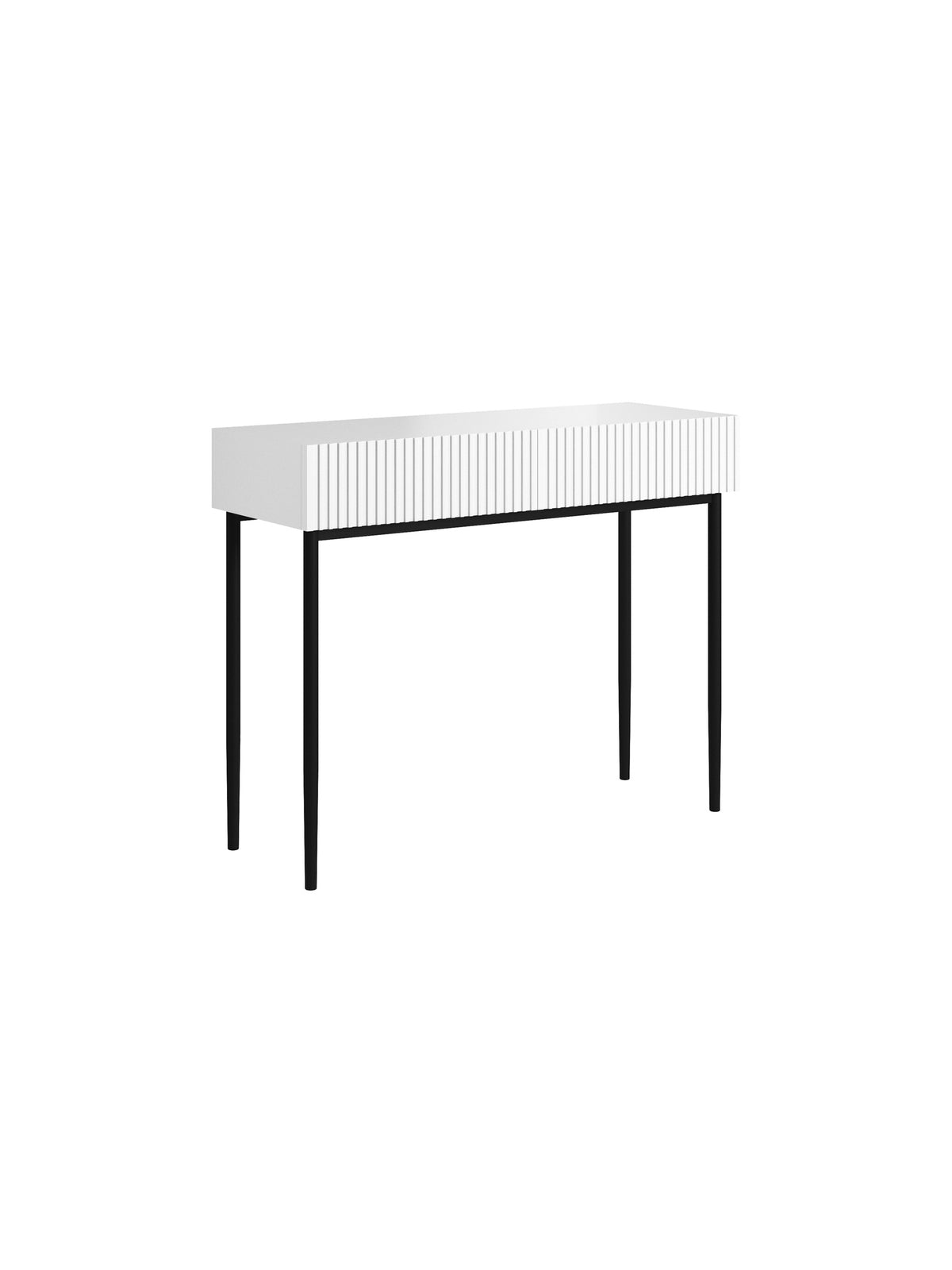 Písací stôl Nicole 100 cm so zásuvkami - biely mat / čierny nozki