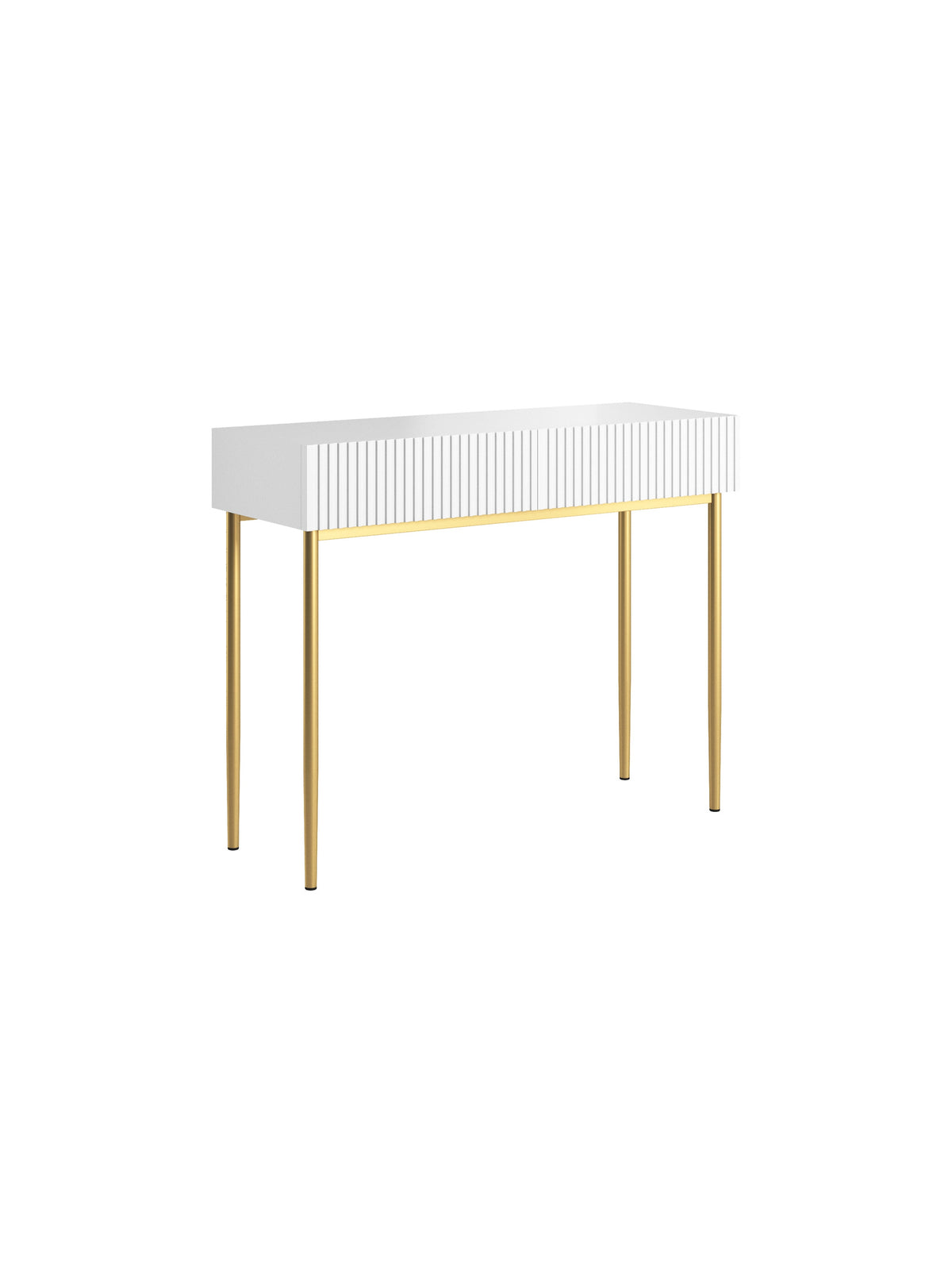 Písací stôl Nicole 100 cm so zásuvkami - biely mat / zlote nozki