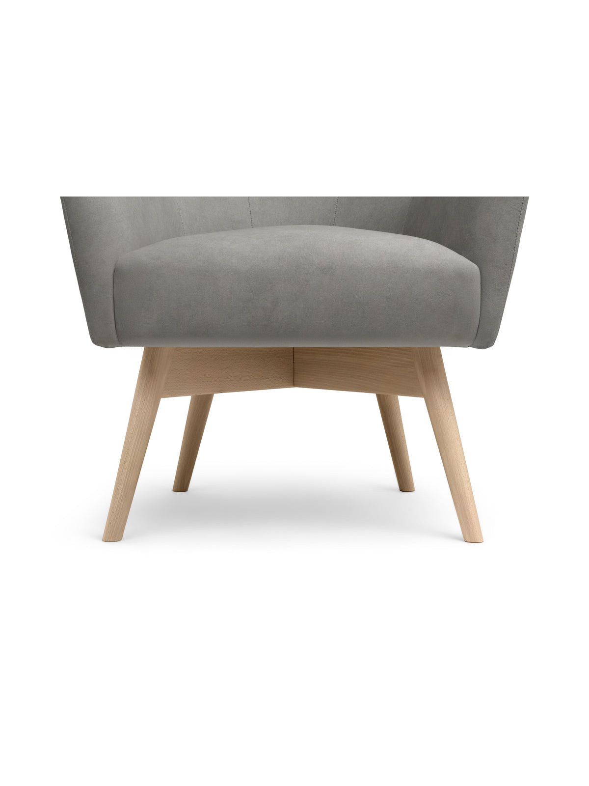 Skandinávne kreslo Nordic sivý zamat Cloud 87 s bukovými nohami, detail nôh