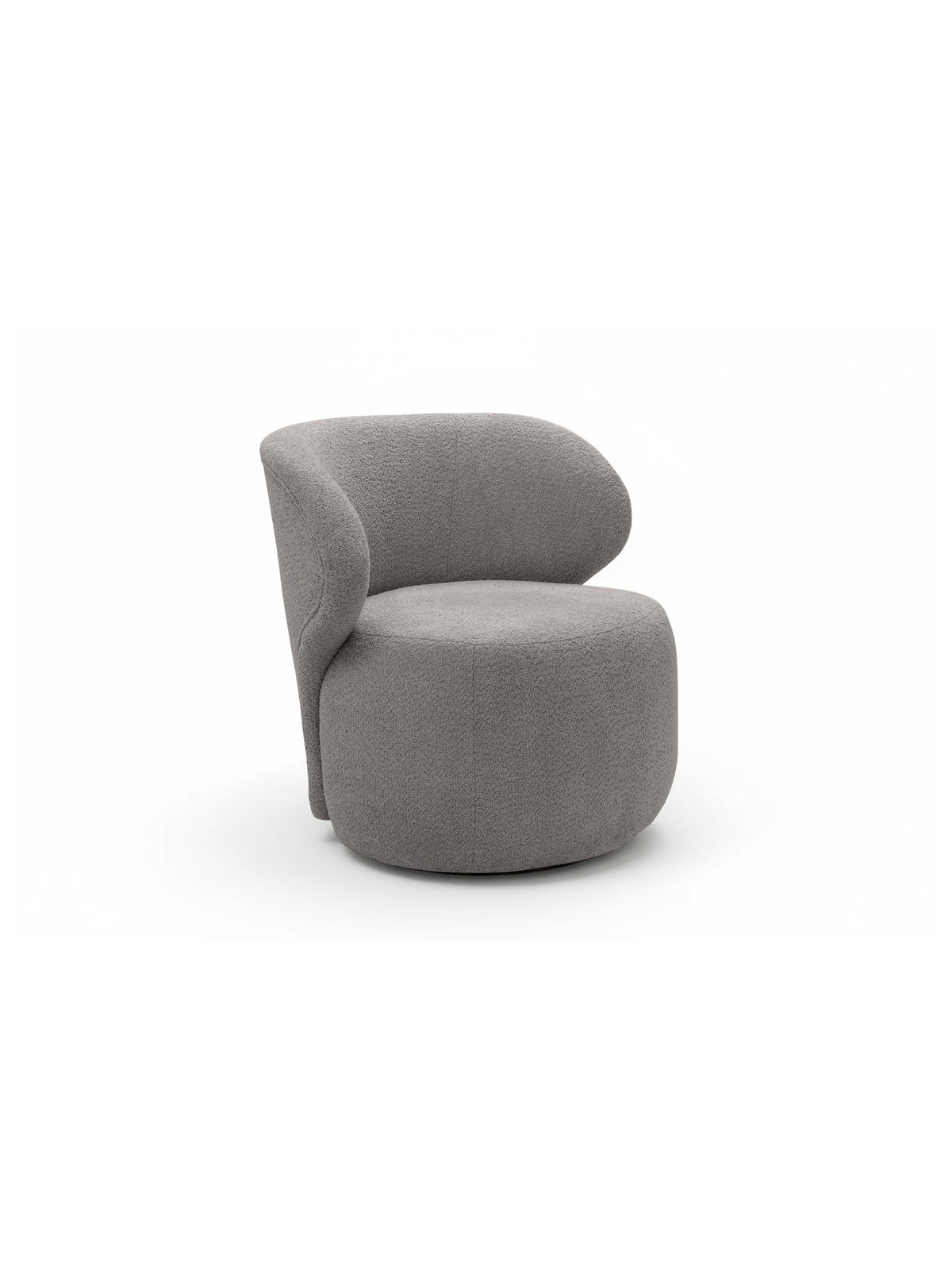 Relaxačné kreslo Cocoon v šedom boucle látke Catch Me 24, pohľad spredu