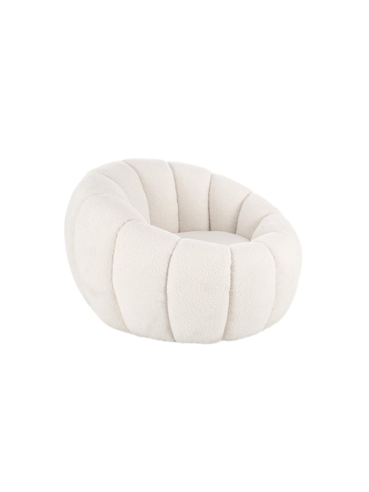Kreslo Pares krémovej farby boucle Lambi 1 v štýle Modern Organic, pohľad spredu