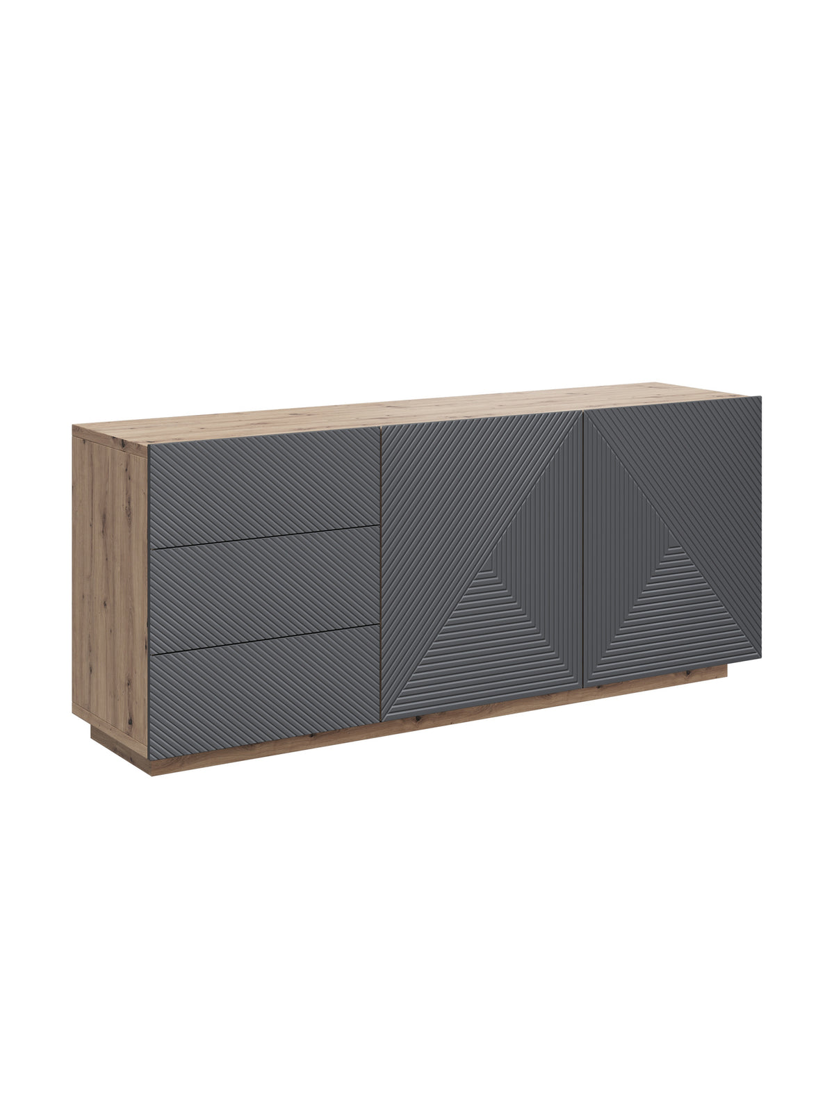 Komoda Asha 167 cm dvojdverová so zásuvkami - artisan / rivier stone mat