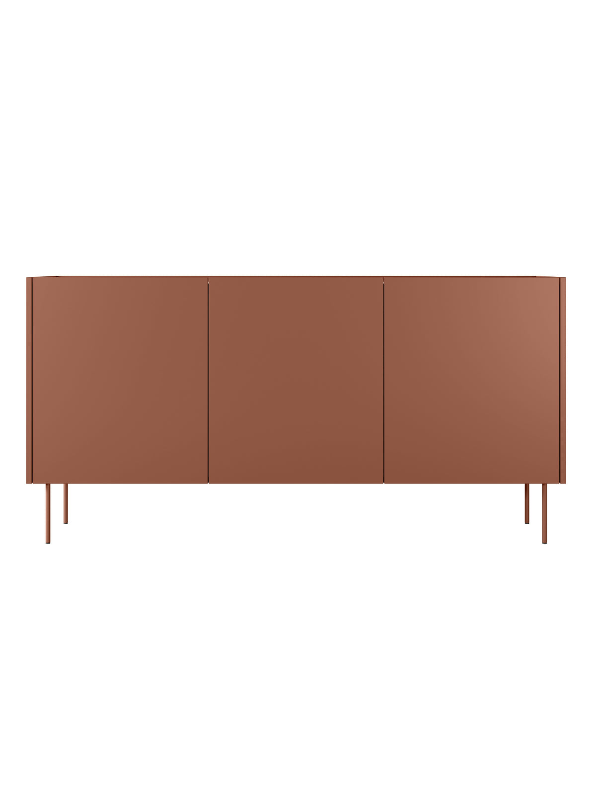 Komoda Desin 170 cm trojdverová ceramic red s dubovou doskou, pohľad spredu