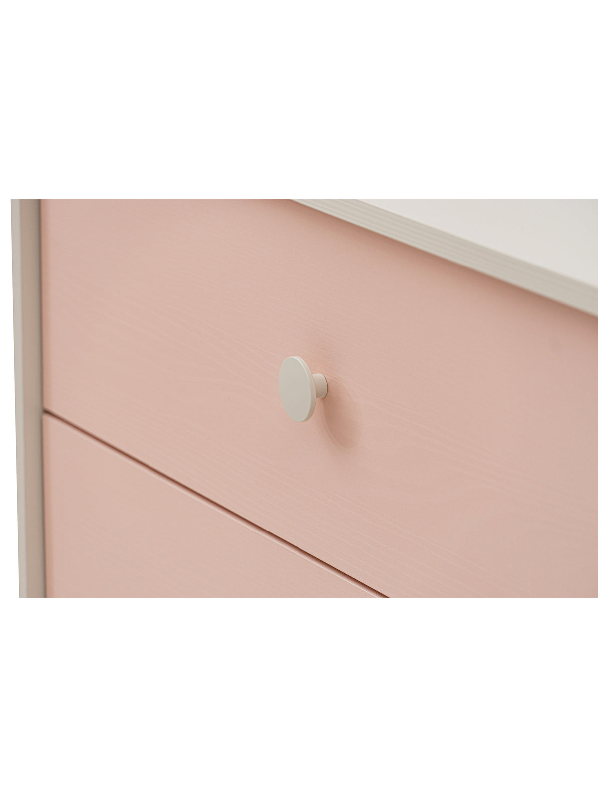 Detská komoda Marla 120 cm ružový predný panel millenial pink detail úchytu