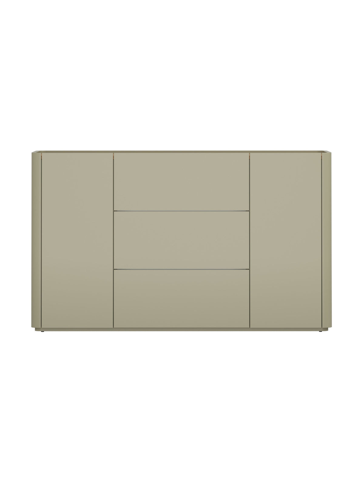 Komoda Elivo 150 cm s zásuvkami vo farbe eukalyptu s doskou dub baltic dune, hladké predné plochy