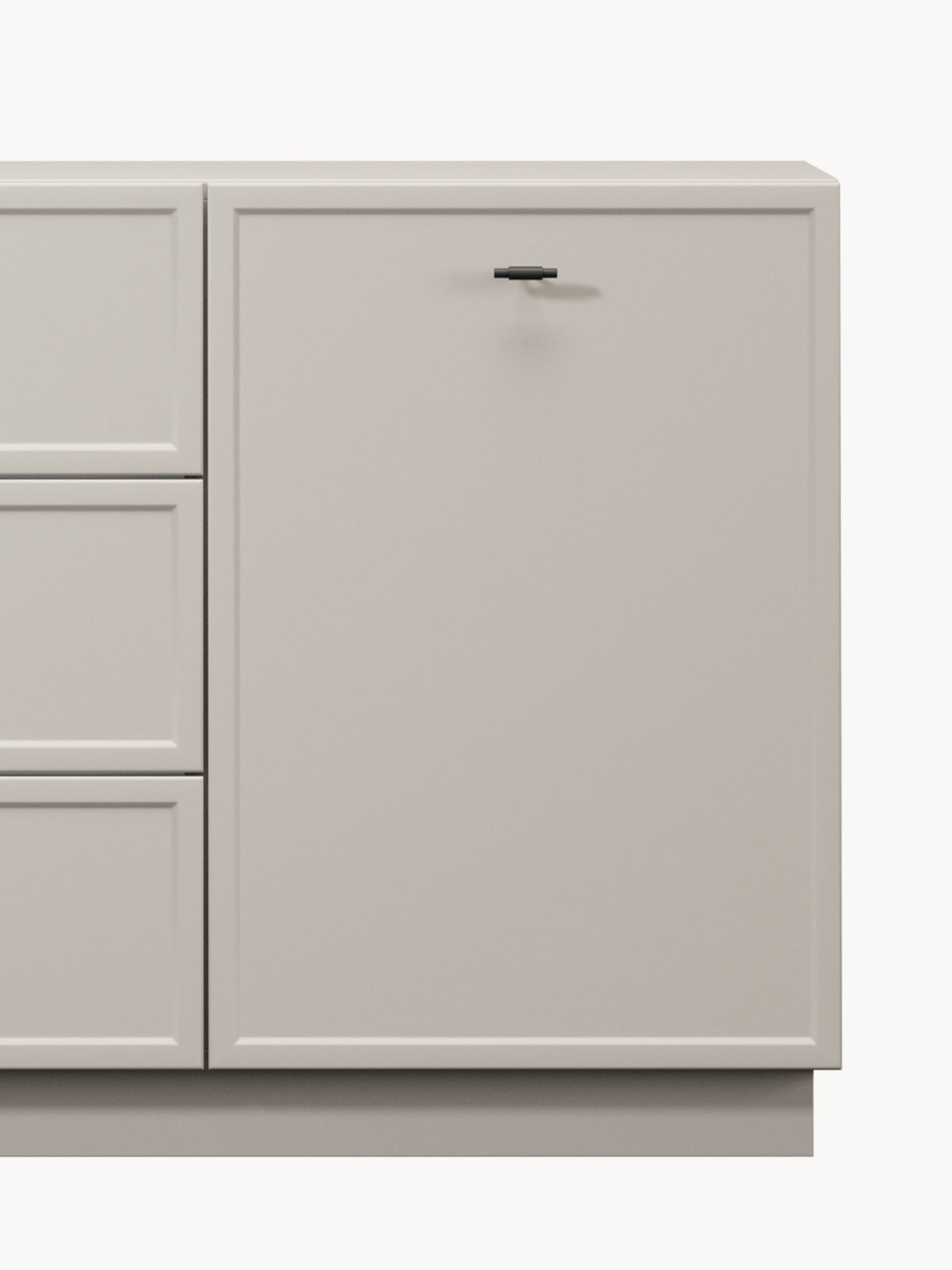 Komoda Lorini 150 cm so zásuvkami - kašmír / čierny úchyty T-bar