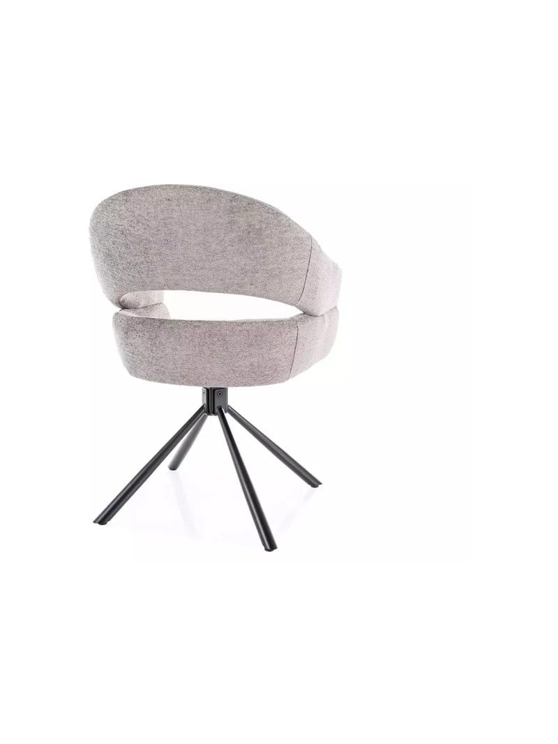 Čalúnená otočná stolička Movelix šedá boucle Raven 07 s čiernymi kovovými nohami