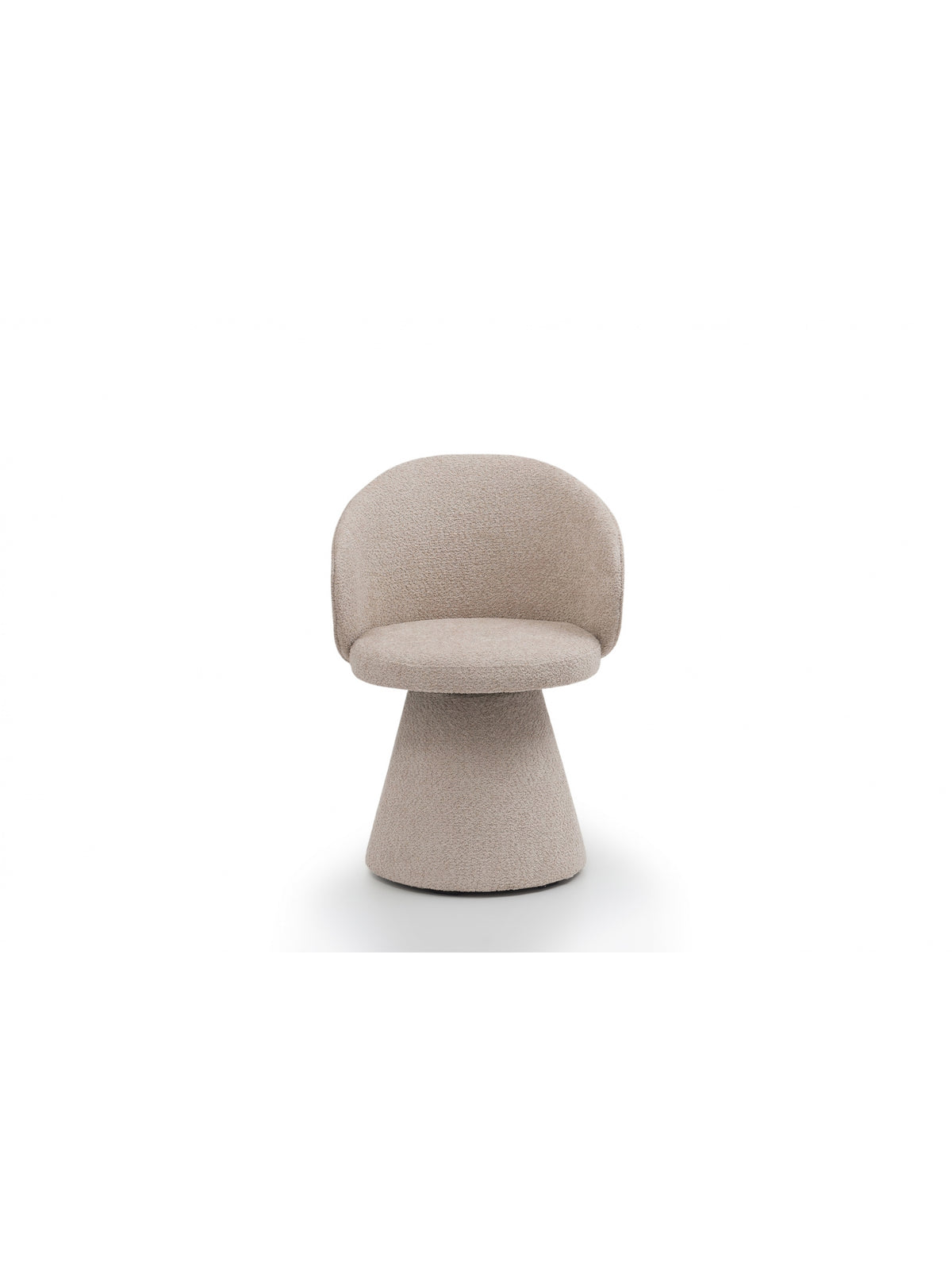 Čalúnená otočná stolička Orevi Spin v béžovej látke bouclé Catch Me 02, pohľad spredu