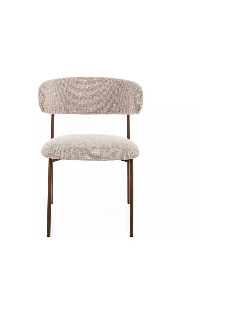 Čalúnená stolička Zentari béžová s kovovým rámom orech, z predu