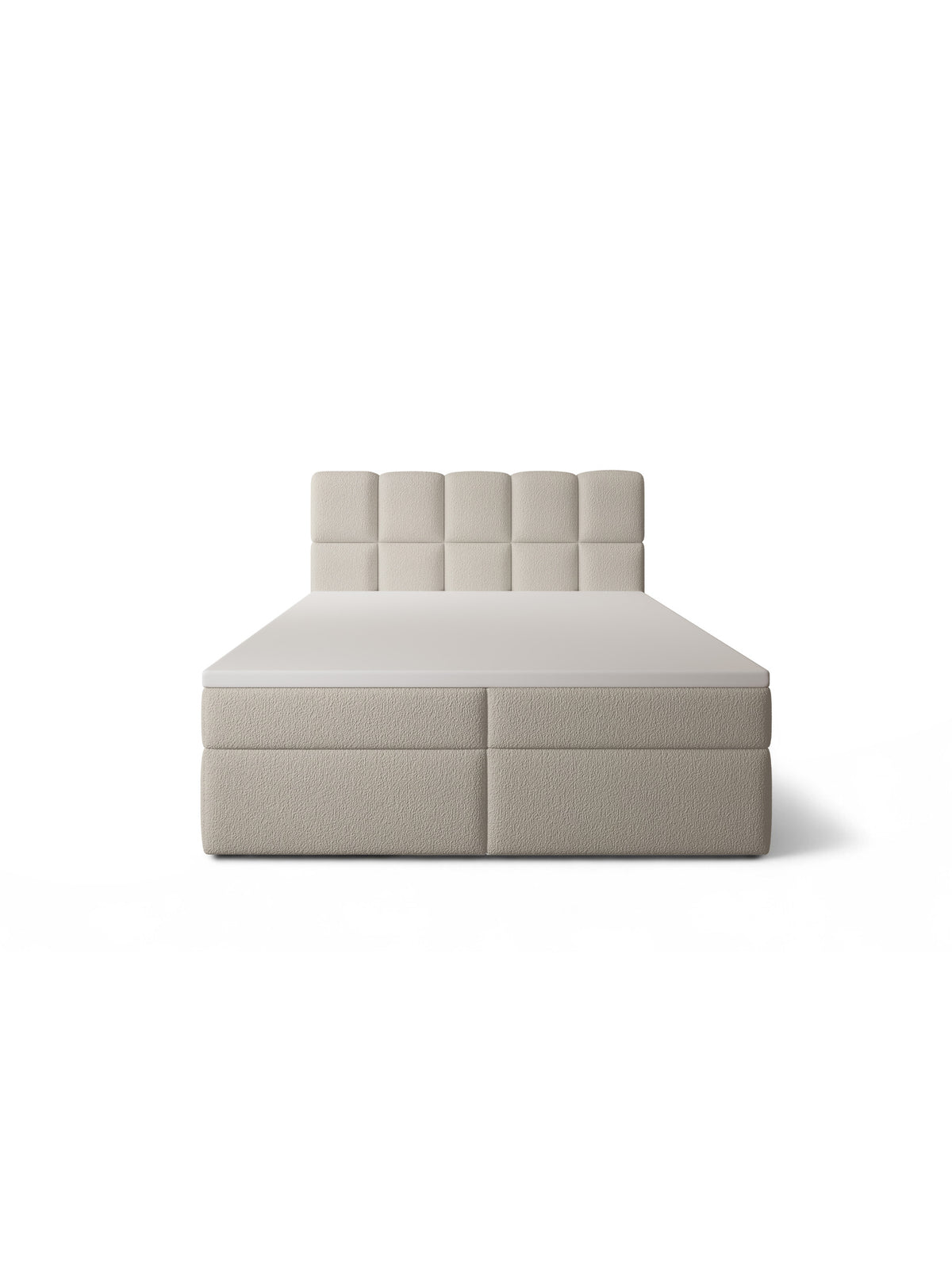 Kontinentálna posteľ Carello 160x200 tmavohnedá boucle Quelle 05 s prešívaným čelom