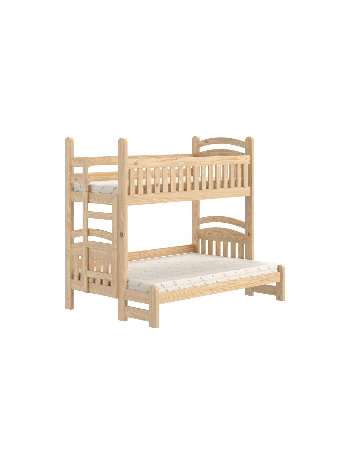 Łóżko piętrowe Amely Maxi 80x200/140x200 lewostronne w kolorze sosny, widok frontowy