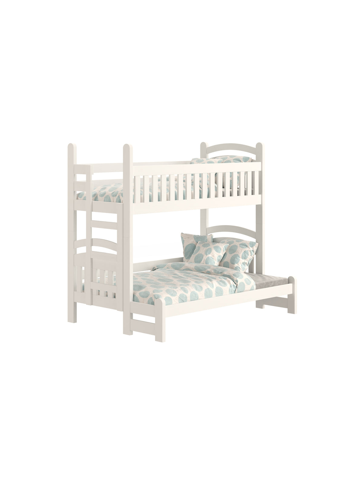 Poschodová posteľ Amely Maxi 90x200/120x200 ľavostranná biela, bočný pohľad