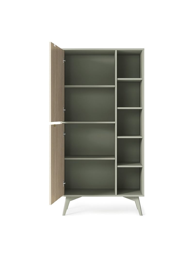 Regál Lumira 80 cm dvojdverový eukalyptus s čelom vzor rybia kosť skandi
