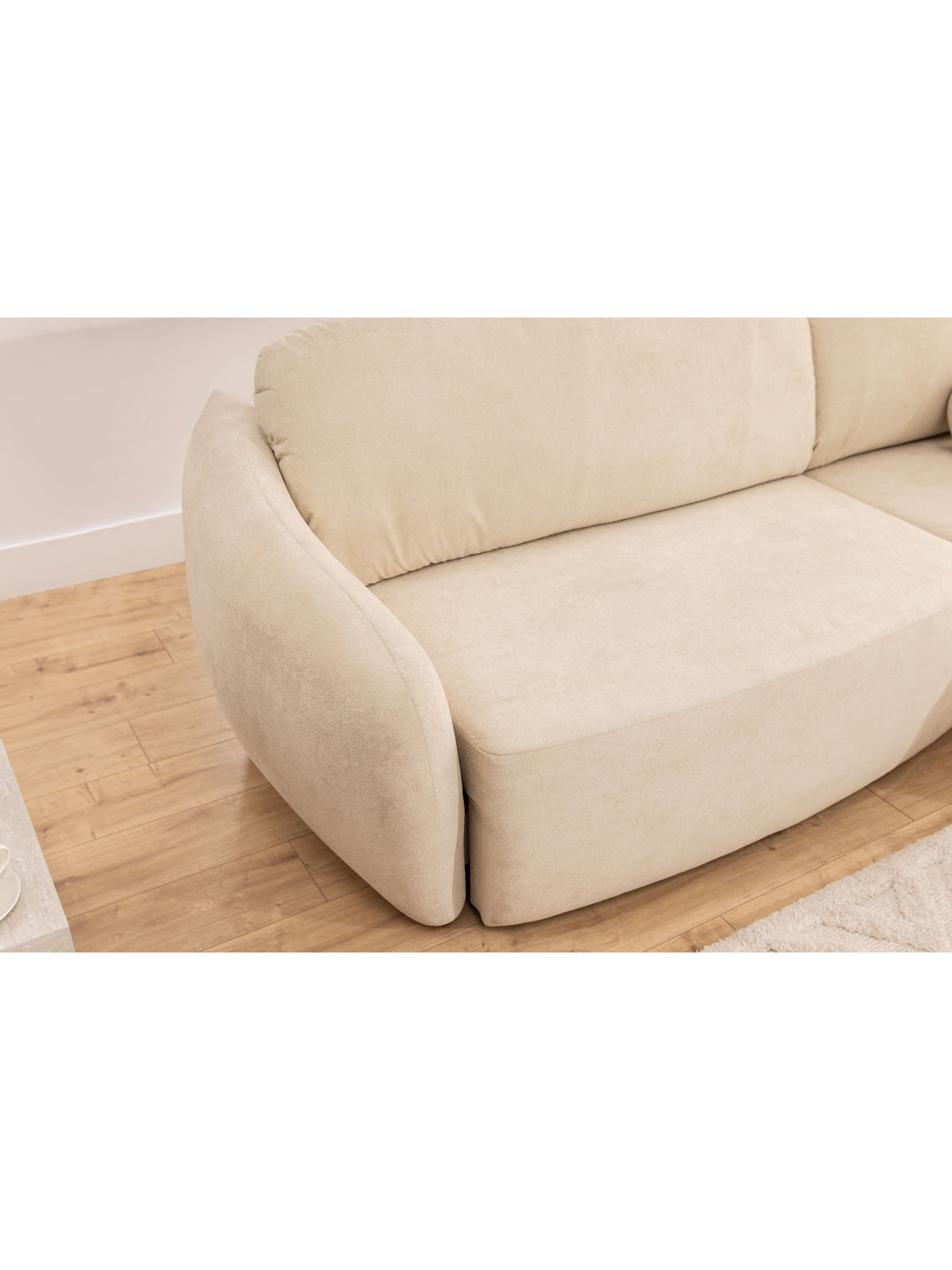 Rohová sedačka Latina Mini univerzálna ľavá/pravá béžová s funkciou spania detail opierky