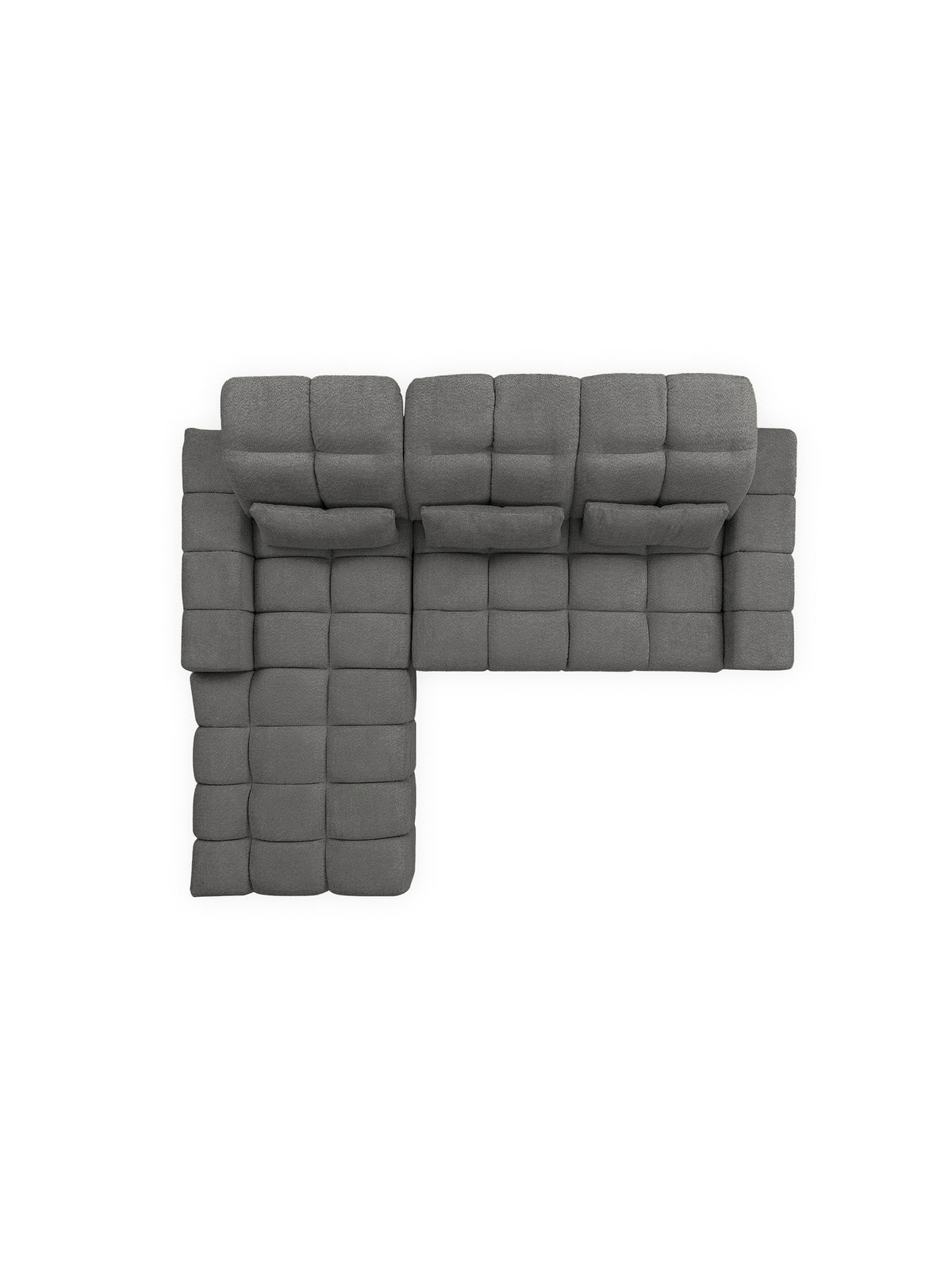 Ľavý rohový rozkladací gauč Magnelio Mini v šedej bouclé látke s elektrickým ovládaním