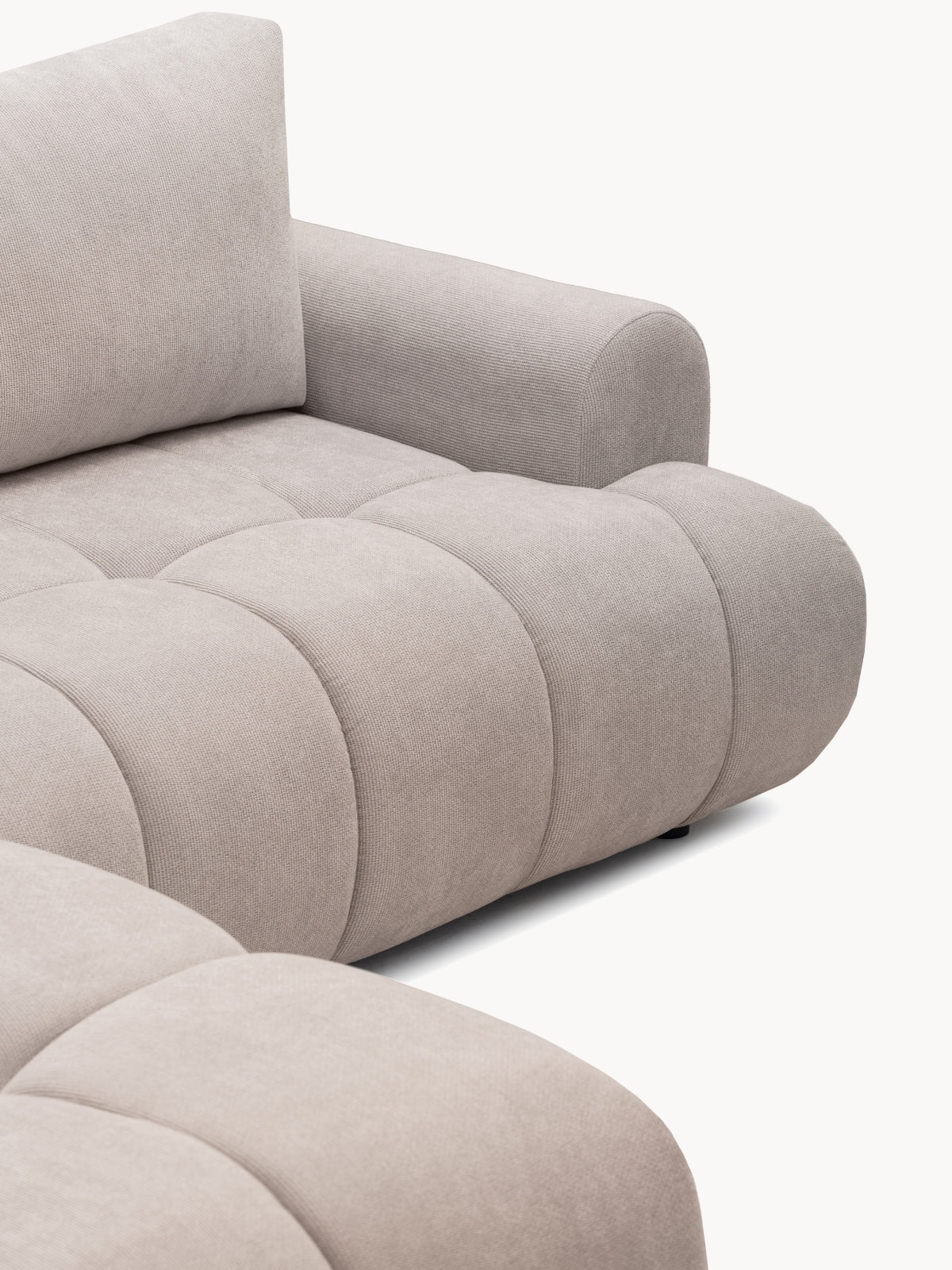 Ľavostranný rohový gauč Lutario Mini v béžovom szenile Vibe 08, detail sedadla