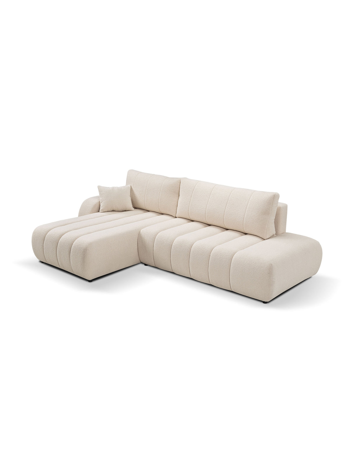 Ľavostranný rohový gauč Zelio béžový boucle Lambi 8 moderný svetlý béžový odtieň