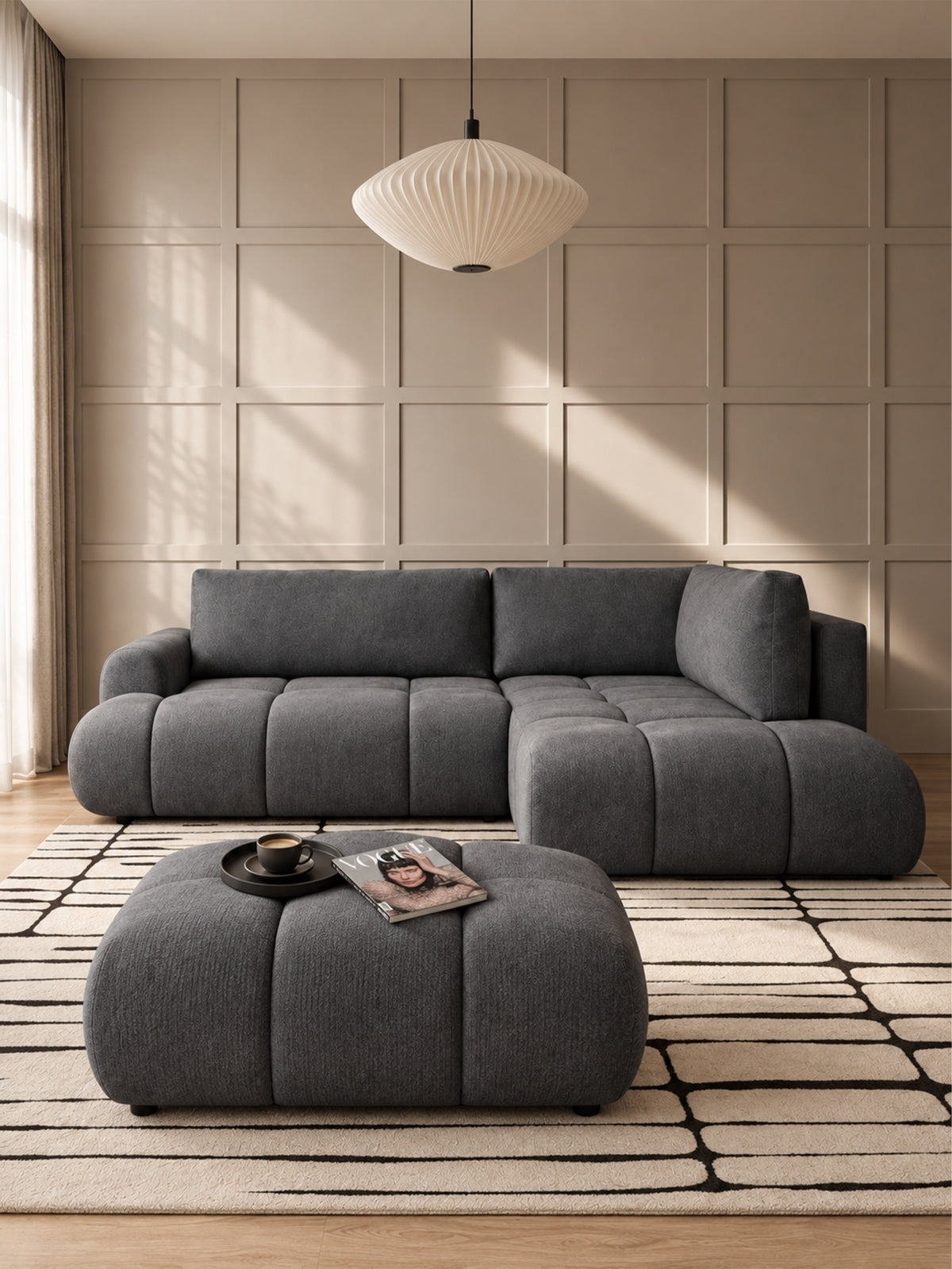 Taburet čalúnená Lutario Mini - šedý šenil Vibe 95