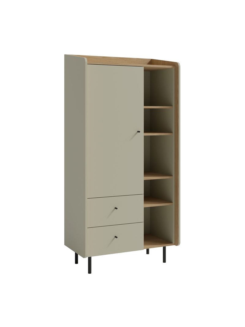 Regál Fiorenza 80 cm, farba eukalyptus a dub baltic dune, s dverami a dvoma zásuvkami