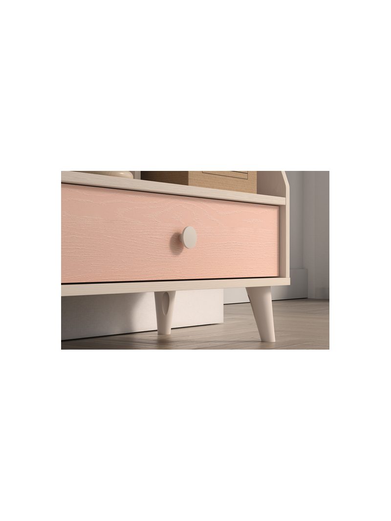 Detský regál Marla 72 cm s ružovou zásuvkou a púštnym korpusom, detail nôh