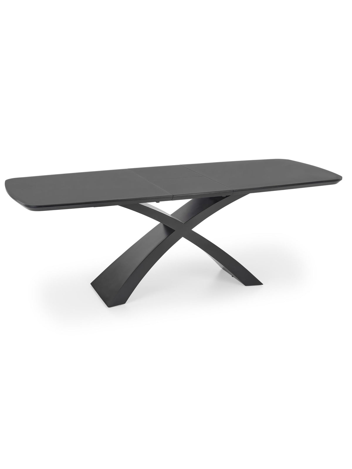 Rozkladací stôl Virello 180-220x89 cm tmavosivý s čiernymi nohami, bočný pohľad