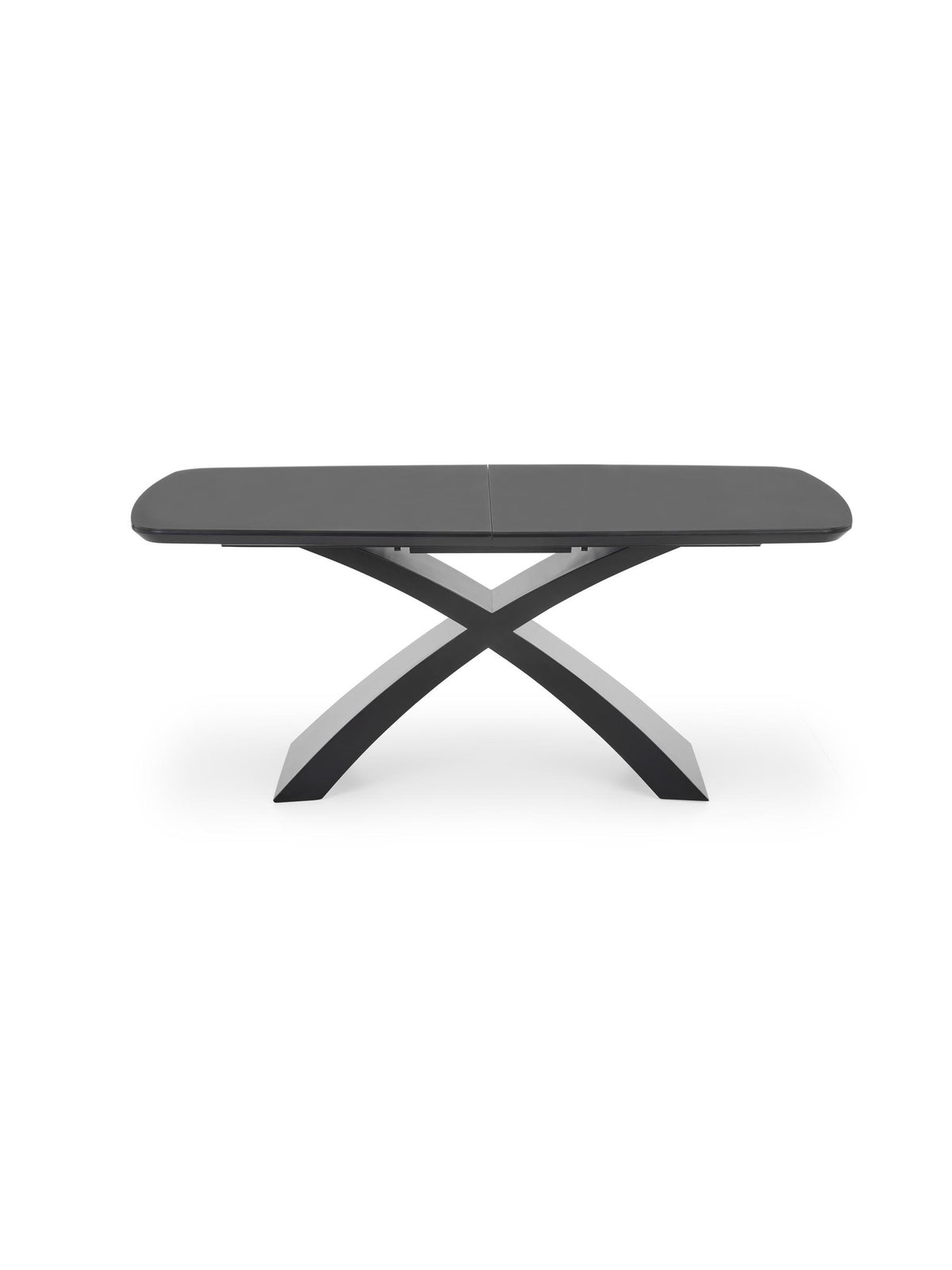 Rozkladací stôl Virello 180-220x89 cm tmavosivý s čiernymi nohami, bočný pohľad
