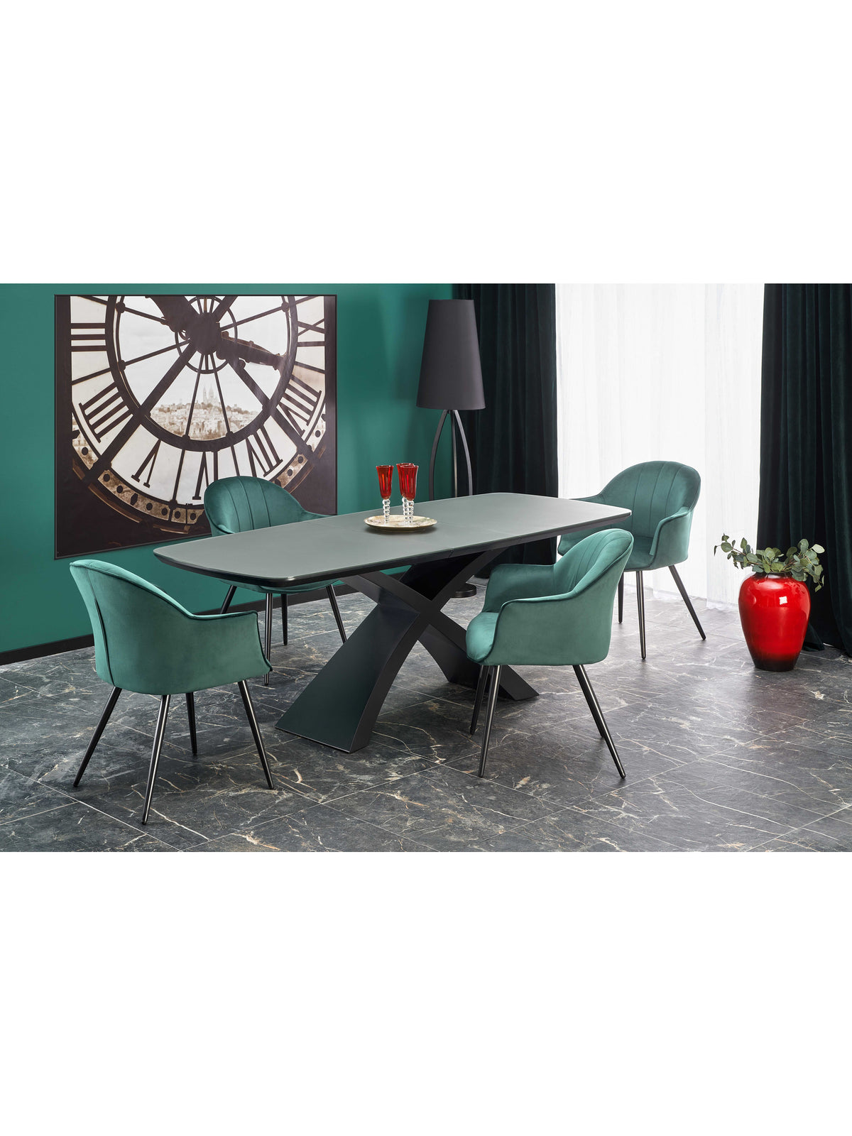 Rozkladací stôl Virello 180-220x89 cm tmavý sivý s čiernymi nohami