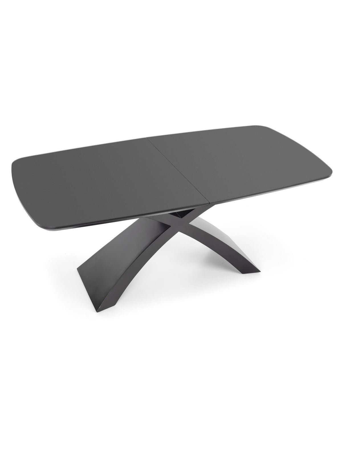 Rozkladací stôl Virello 180-220x89 cm tmavosivý s čiernou podnožou, pohľad zhora