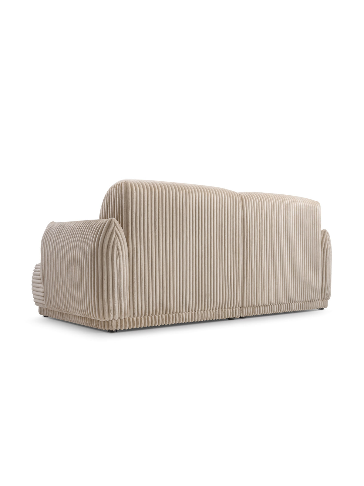 Sofa Cubero do obývačky béžový plyš Tilia 03, pohľad zozadu s čiernymi nohami