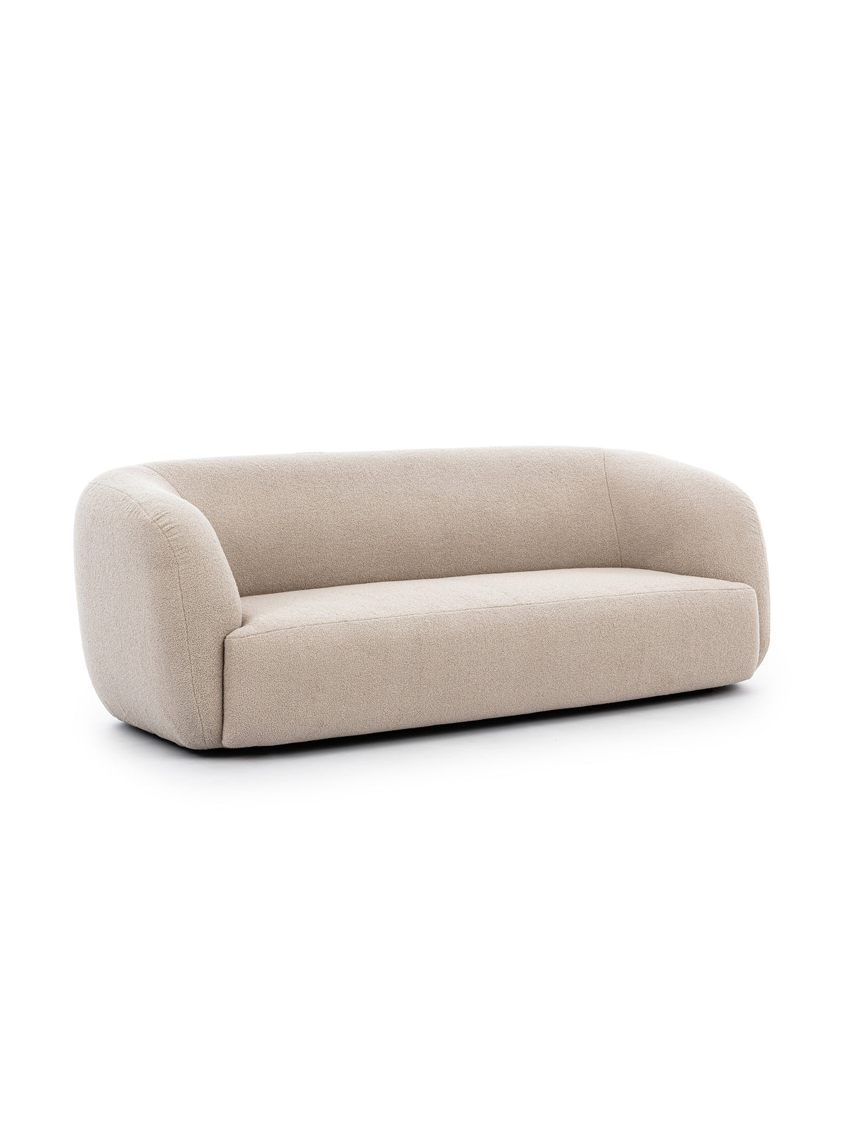 Sofa Dalin III w jasnym kolorze o zaokrąglonym, nowoczesnym kształcie