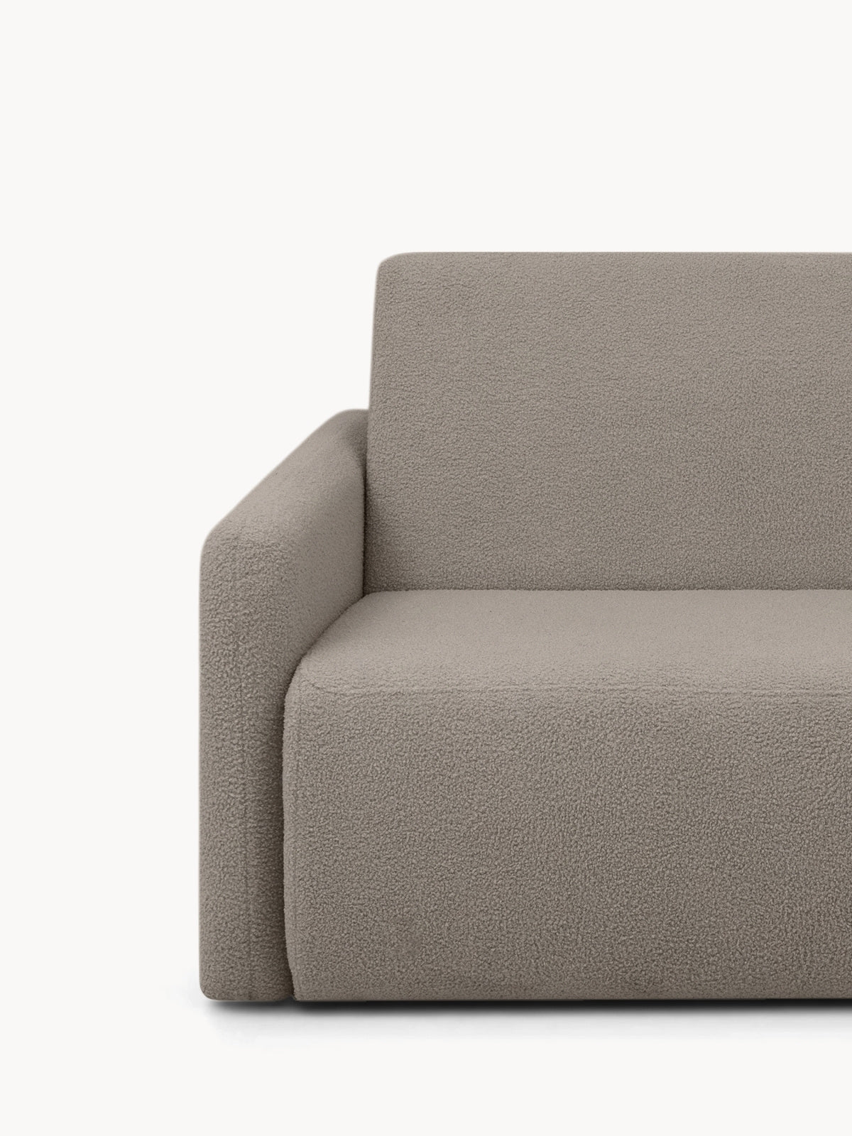 Sofa rozkładana Nido trzyosobowa 140 cm beżowa boucle, widok lewego narożnika