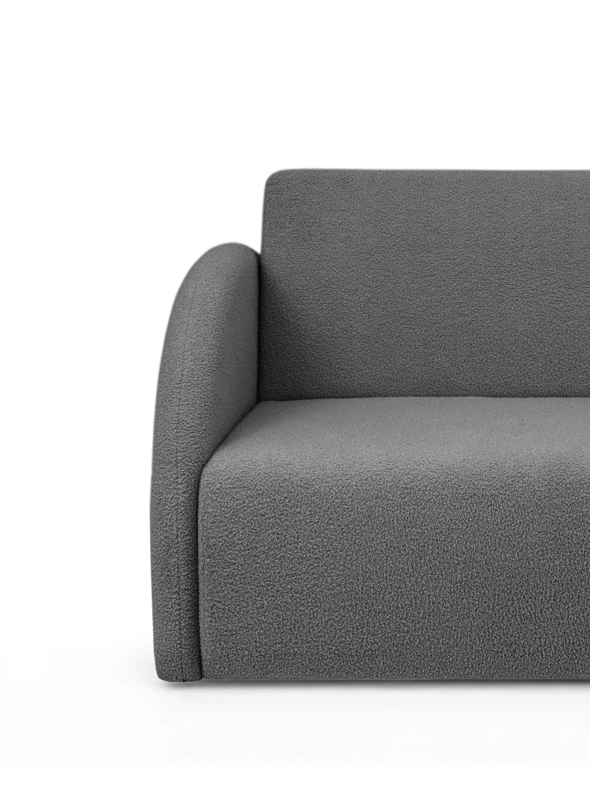 Rozkladacia trojmiestna sedačka Nubi 140 cm sivá boucle, pohľad na ľavý bok