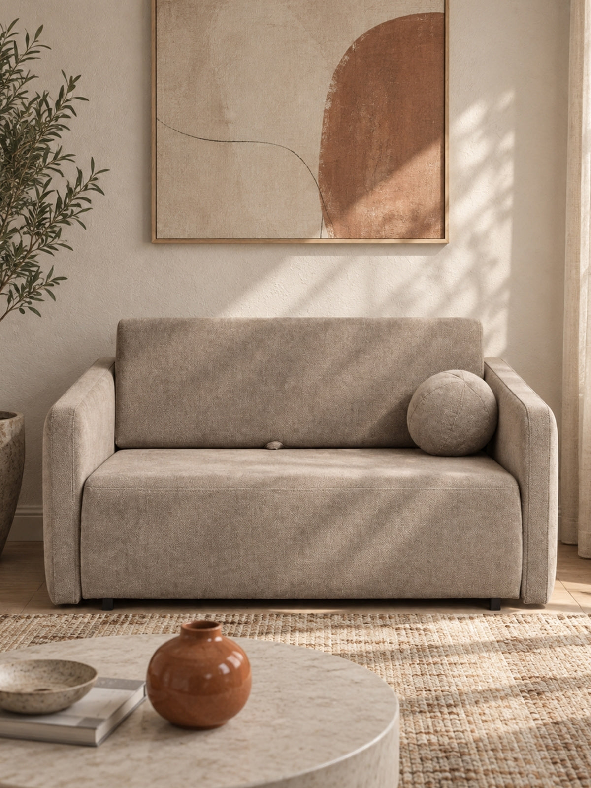Sofa Zeldia 105 z funkcją spania - brązowy szenil hydrofobowy Spring 1110