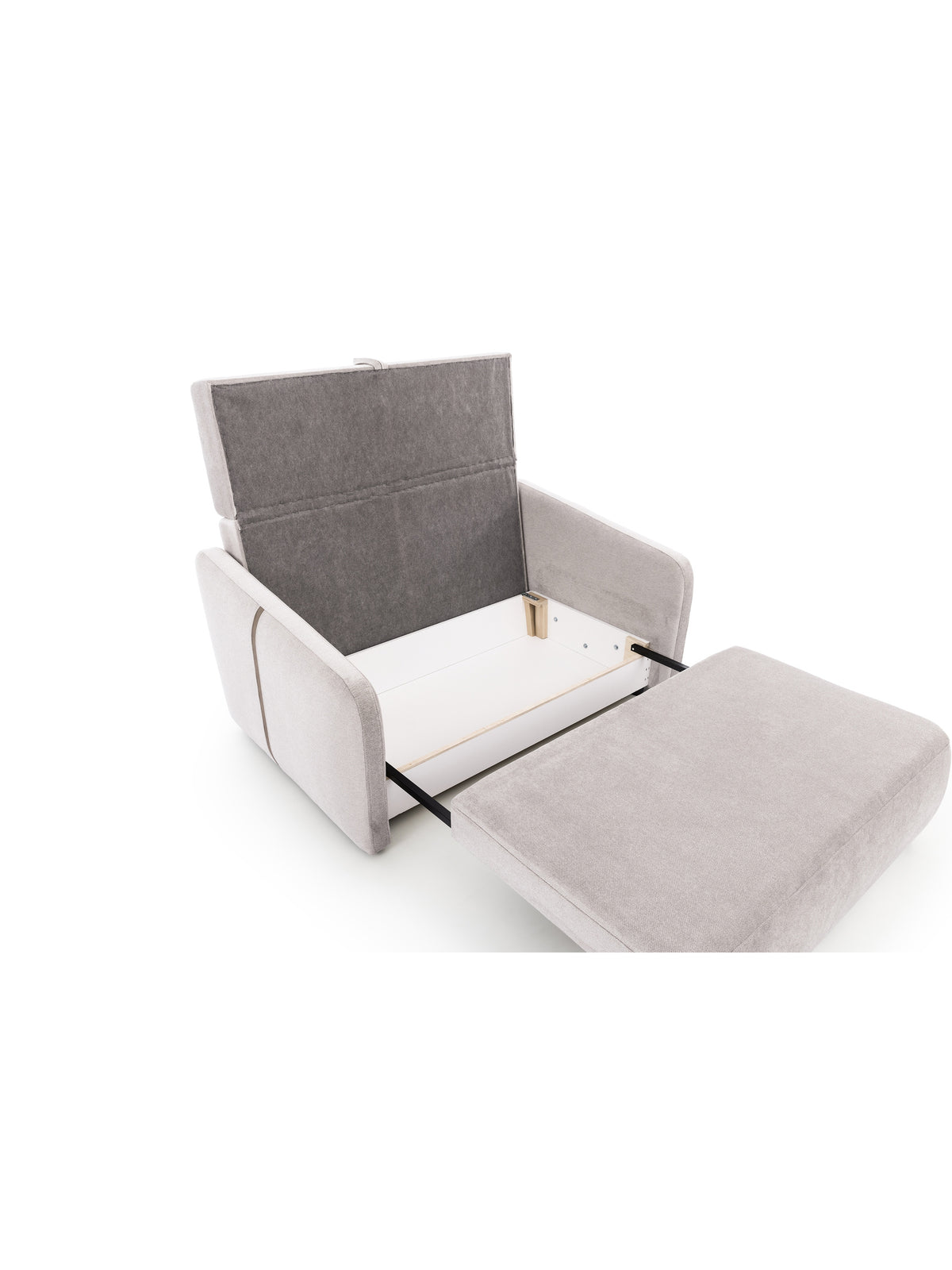 Sofa Zeldia 135 svetlosivý chenil Spring 1104 s rozkladacou funkciou