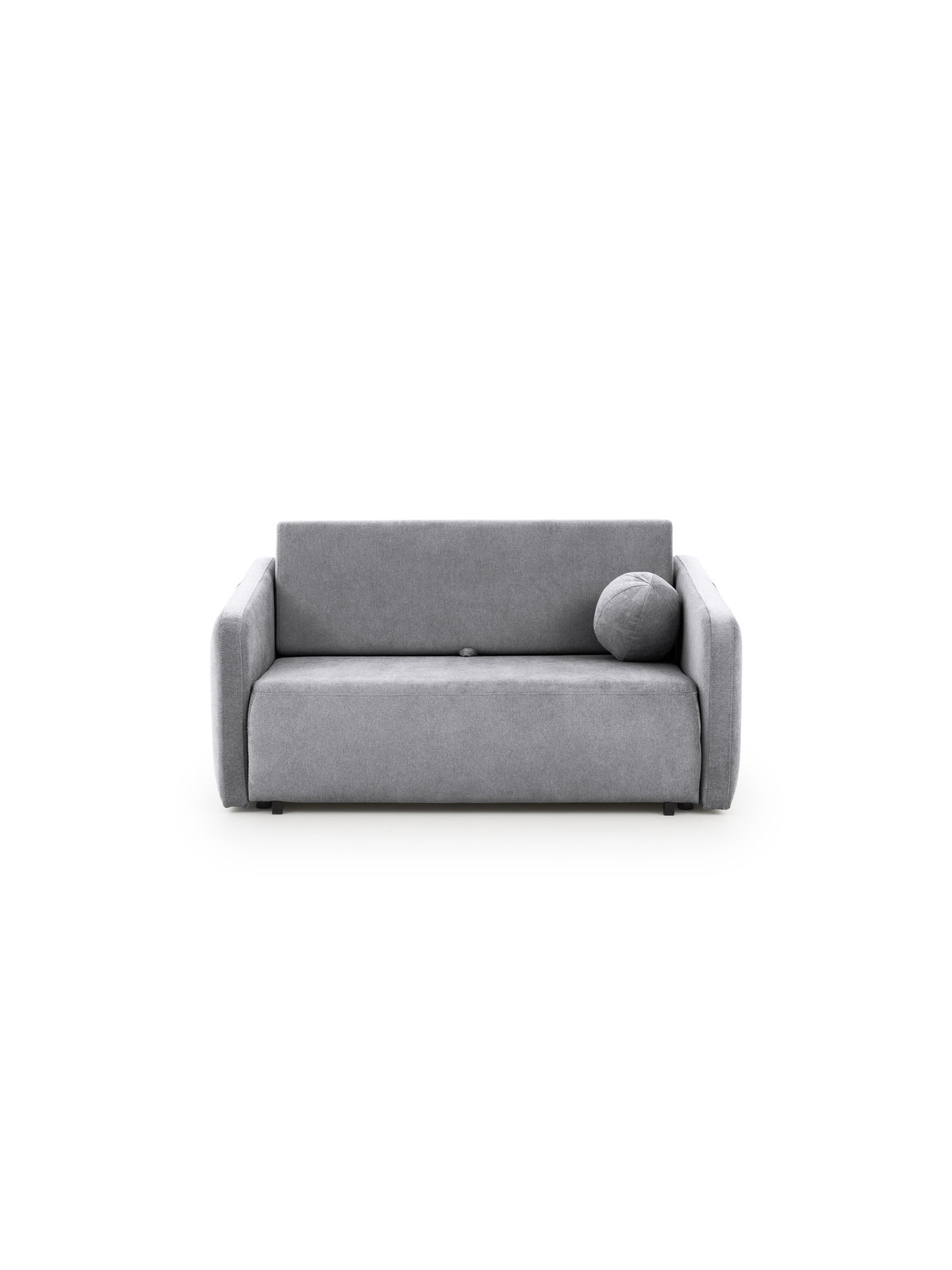 Sofa Zeldia 135 szara w szenilu hydrofobowym z funkcją spania, widok z przodu