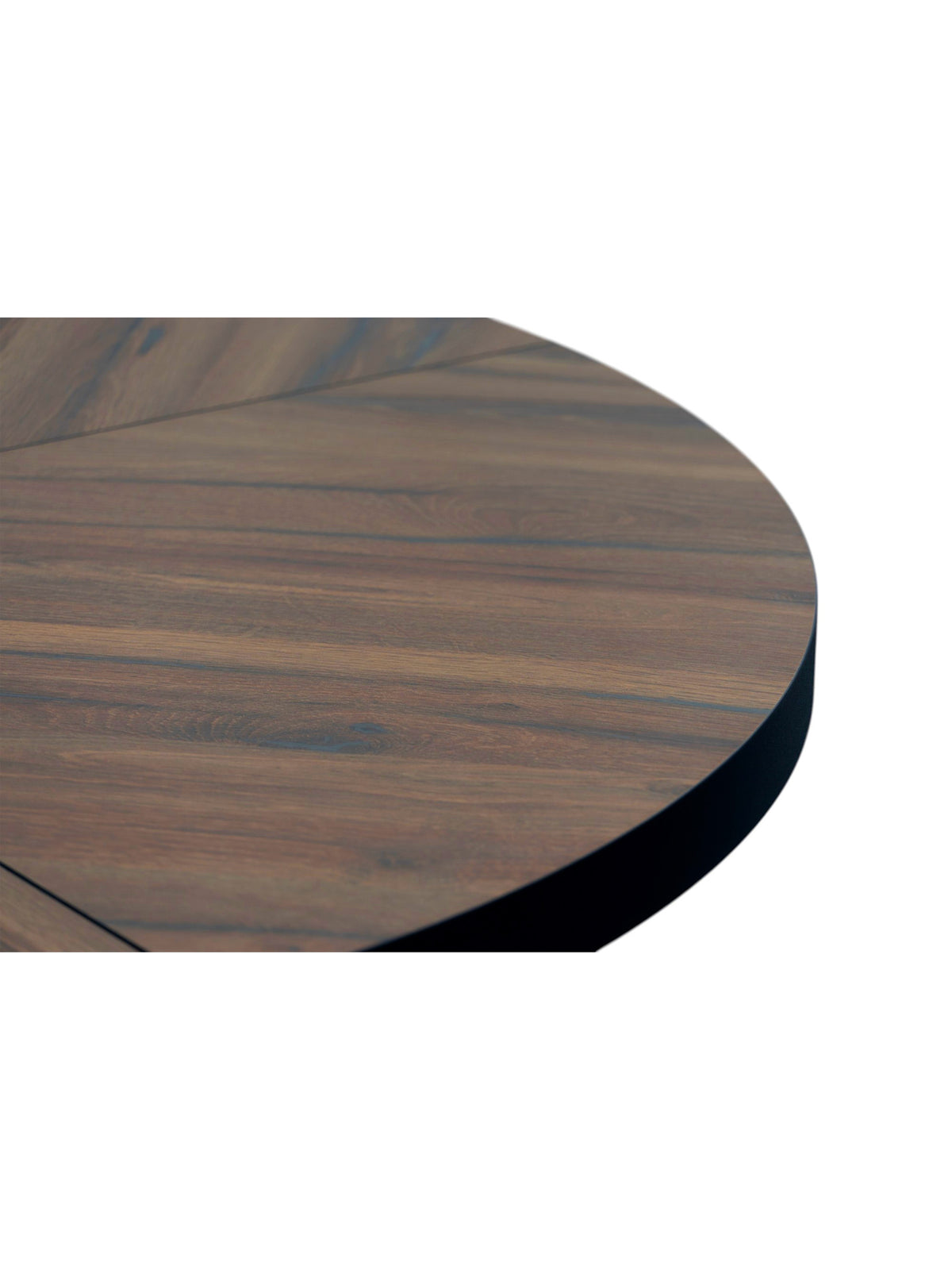 Rozkladací okrúhly stôl Cedrus Rozeta 95/150 cm s doskou dub Estana a čiernym okrajom