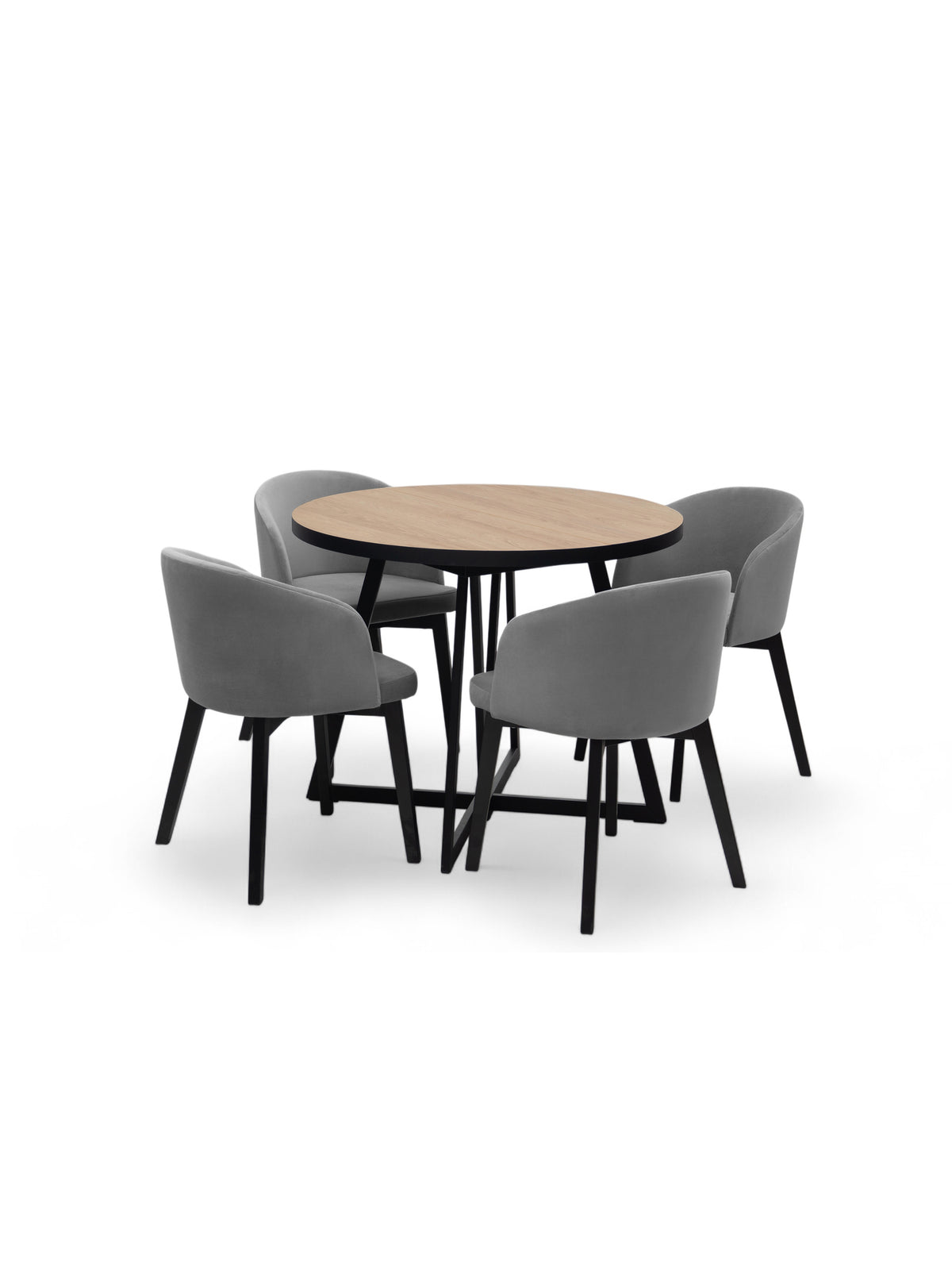 Rozkladací okrúhly stôl Cedrus Linear 105/160 cm čierny rám dub hikora