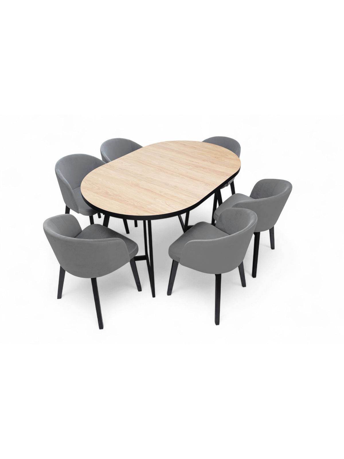 Rozkladací okrúhly stôl Cedrus Linear 95/150 cm s dubovou doskou a čiernym rámom