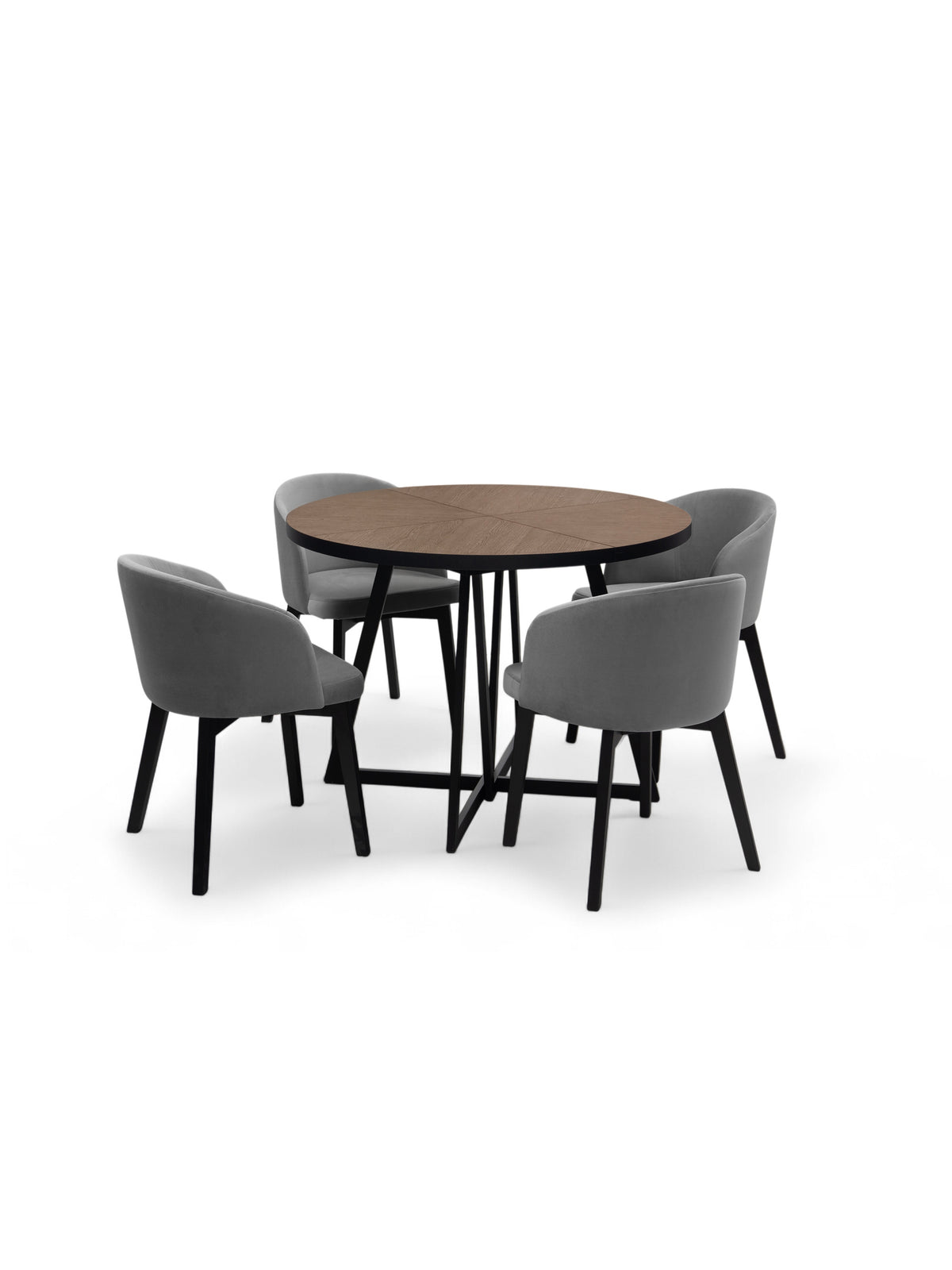 Rozkladací okrúhly stôl Cedrus Rozeta 105/160 cm s doskou dub belmont a čiernym kovovým rámom