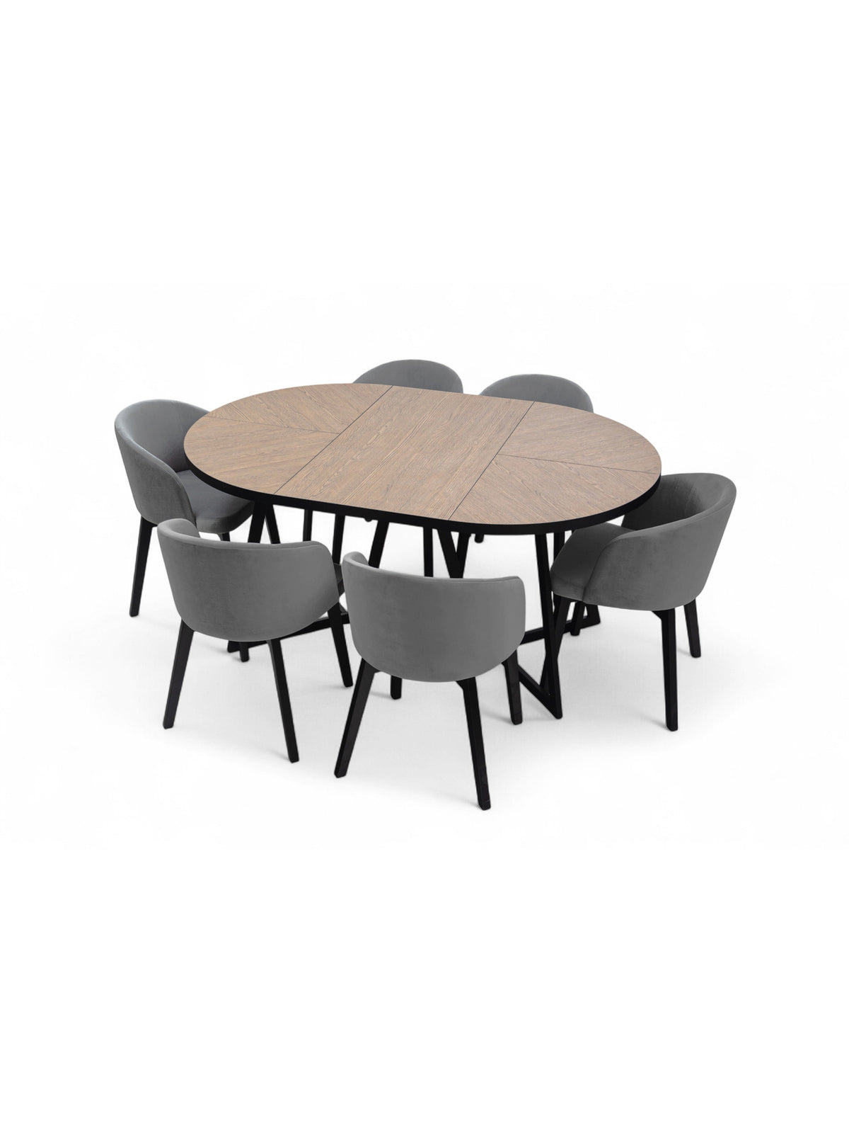 Rozkladací okrúhly stôl Cedrus Rozeta 105/160 cm s doskou dąb belmont a čiernym rámom
